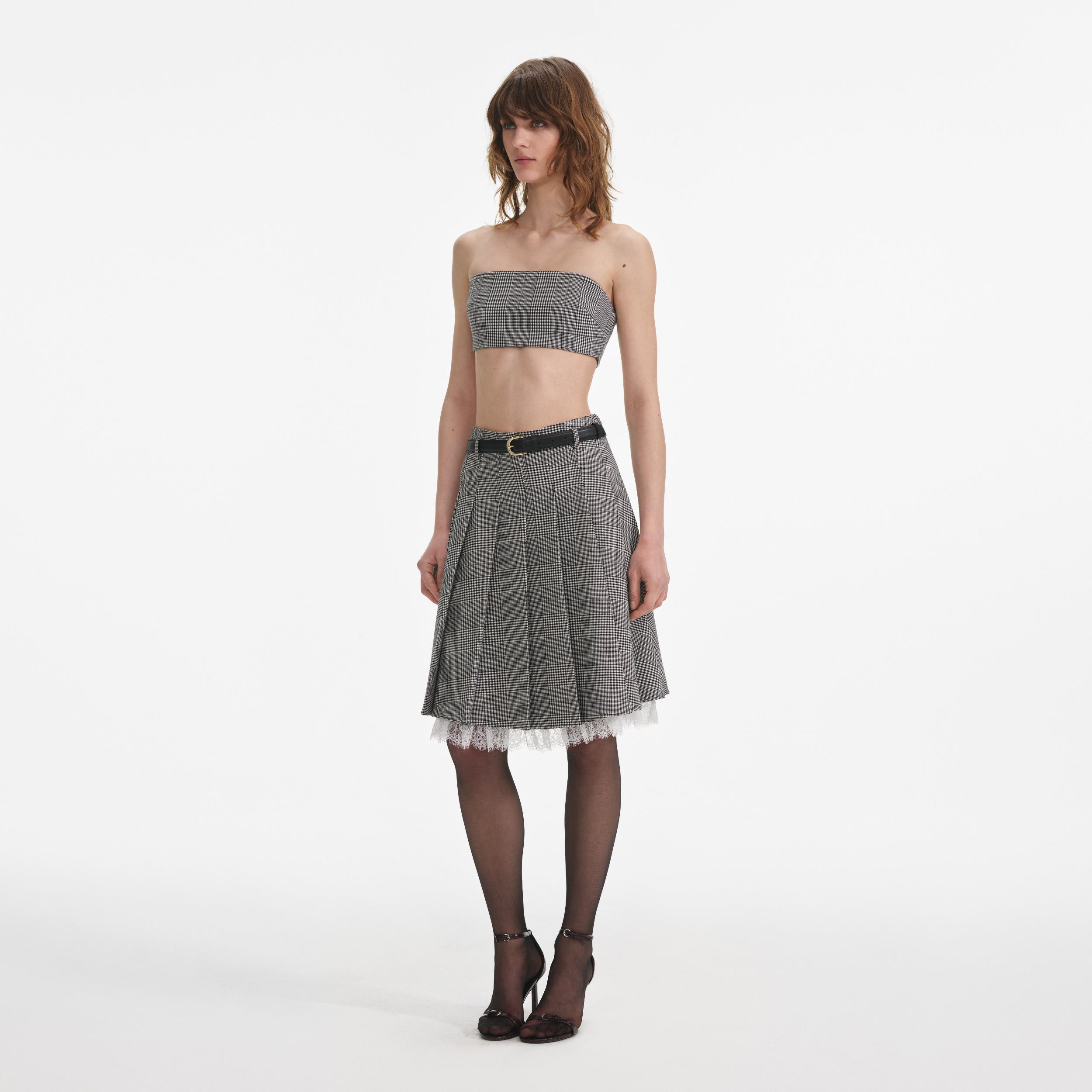 Prince Of Wales Check Pleated Midi Skirt Product Image