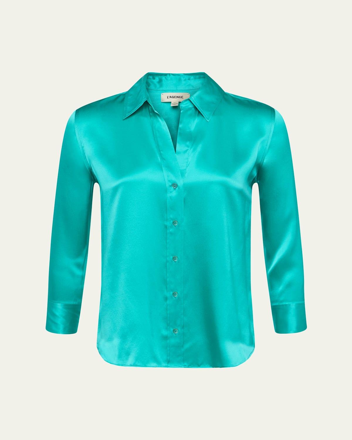 Womens Dani Three-Quarter Sleeve Silk Shirt Product Image