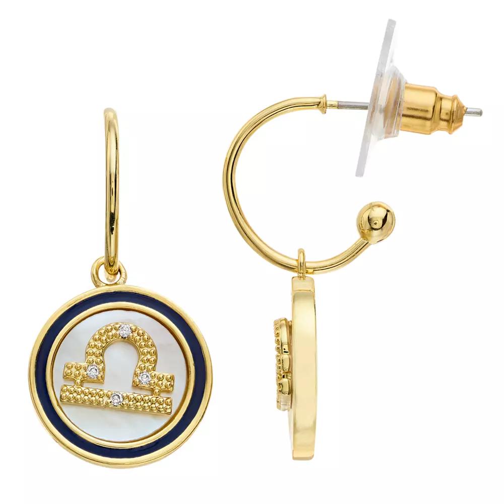 City Luxe Mother of Pearl Aquarius Drop Earrings, Women's, Gold Tone Libra Product Image
