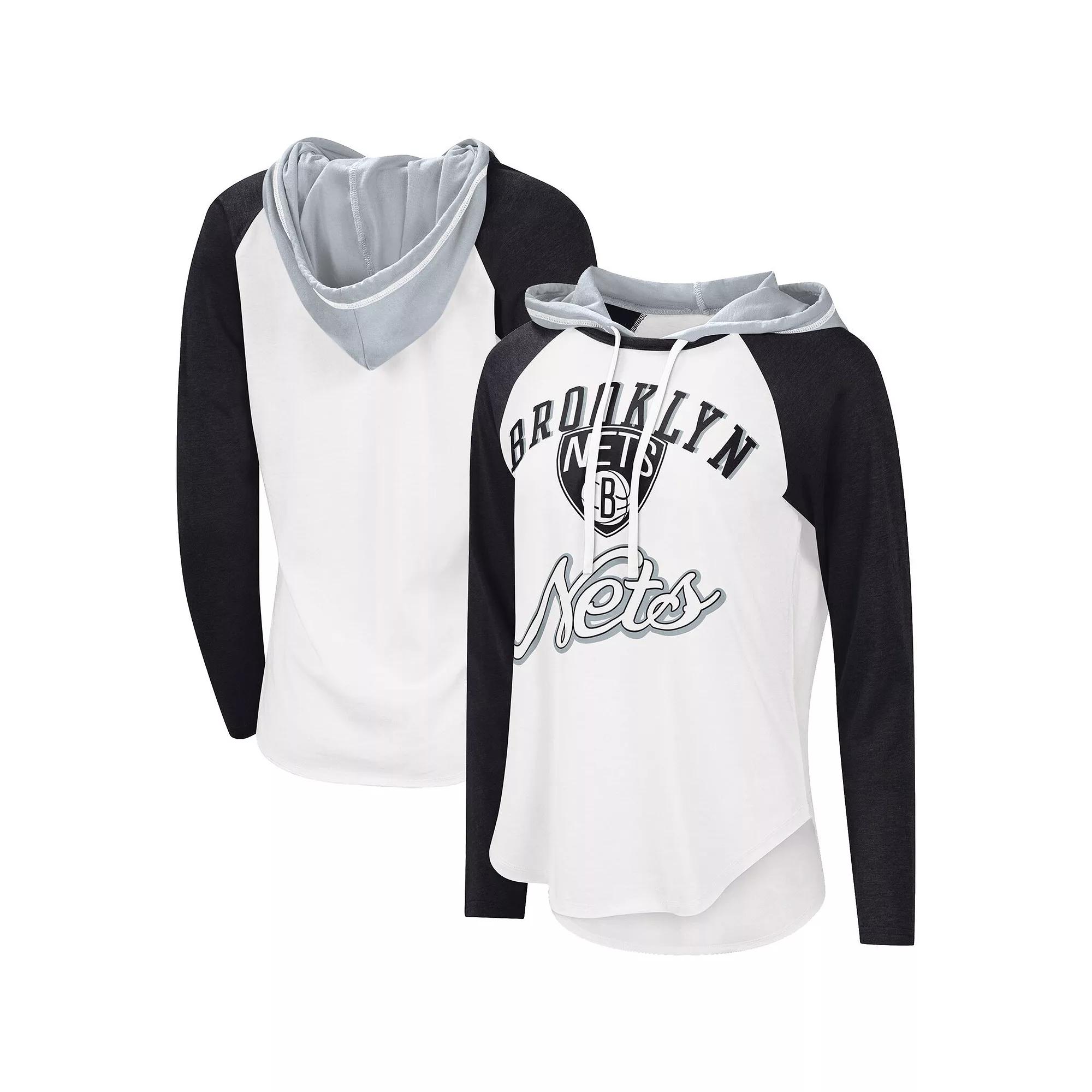 Women's G-III 4Her by Carl Banks White Brooklyn Nets MVP Raglan Hoodie Long Sleeve T-Shirt, Size: Medium Product Image