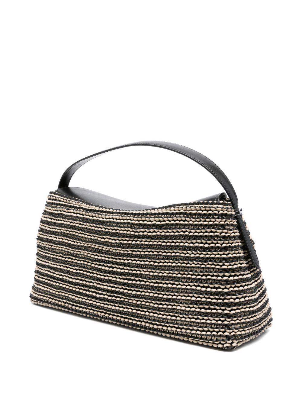 woven leather top handle bag Product Image