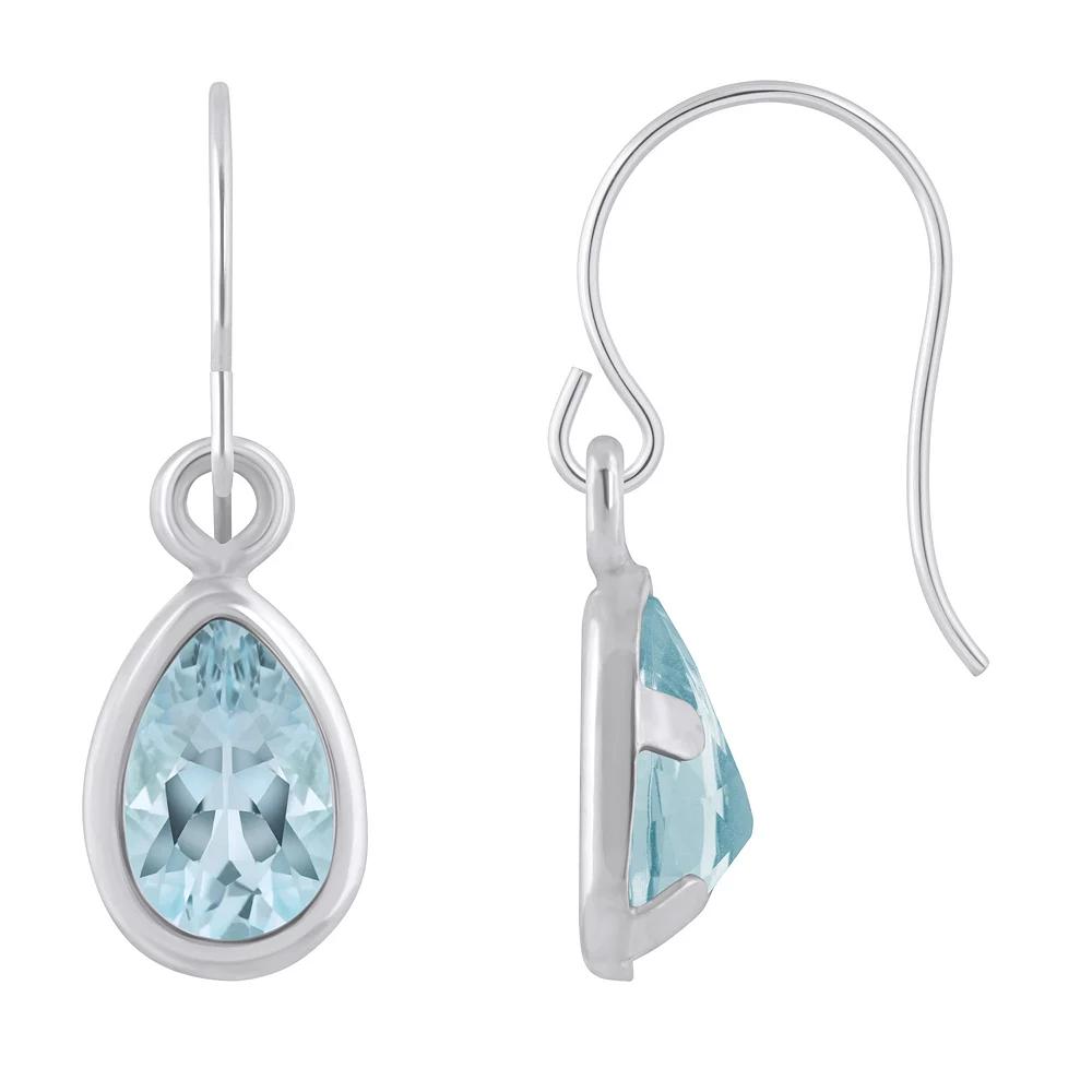 Celebration Gems Sterling Silver Pear Shape Gemstone Drop Earrings, Women's, Aquamarine Product Image