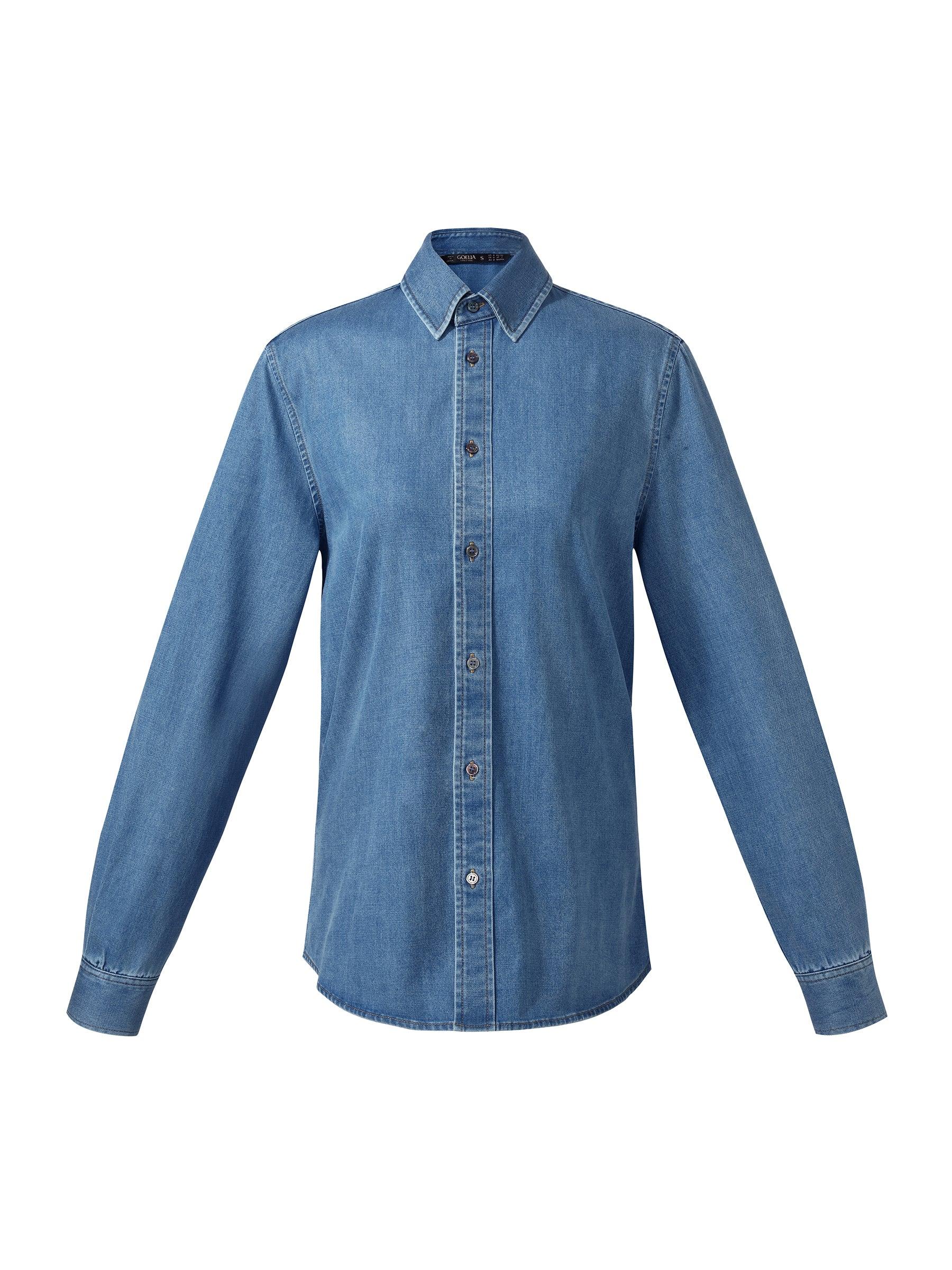 Denim Long Sleeve Women Shirt Product Image