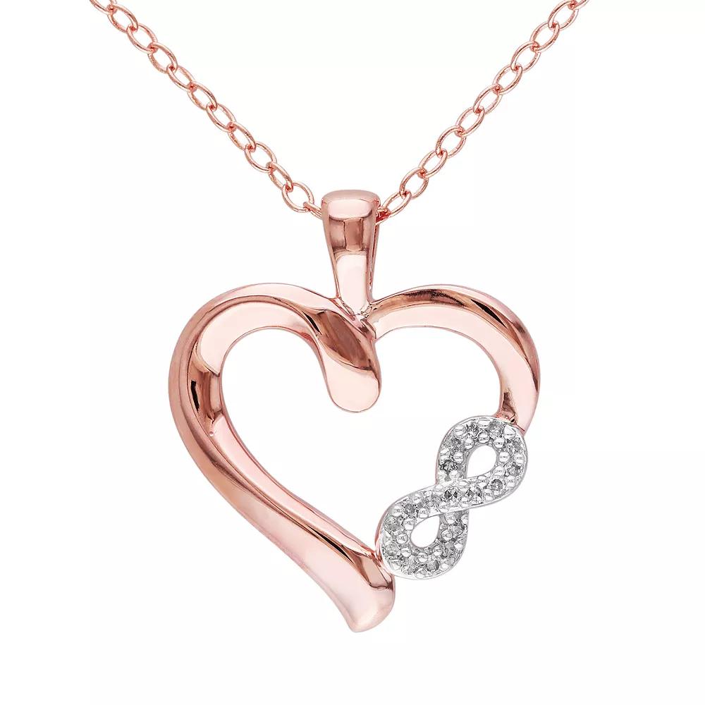 Stella Grace Diamond Accent Pink Rhodium-Plated Sterling Silver Heart Infinity Pendant Necklace, Womens Multicolor Product Image