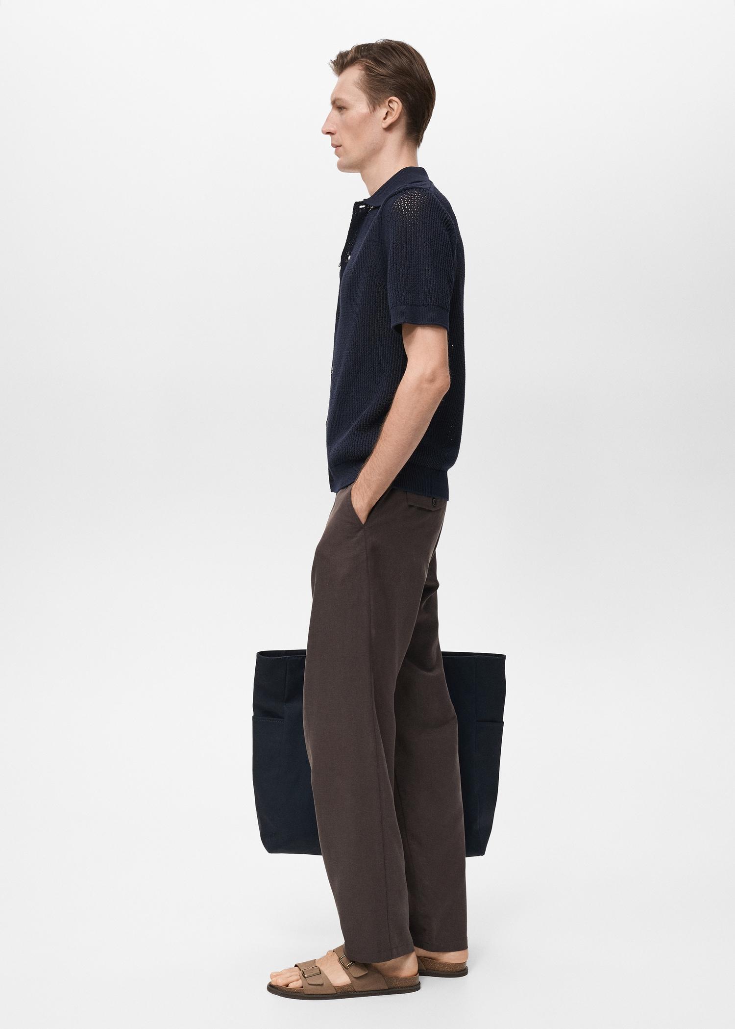 Openwork knitted cotton shirt - Men | MANGO USA Product Image