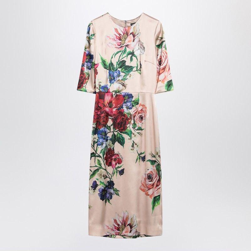 DOLCE & GABBANA Women Flower Print Midi Dress In Neutral Product Image