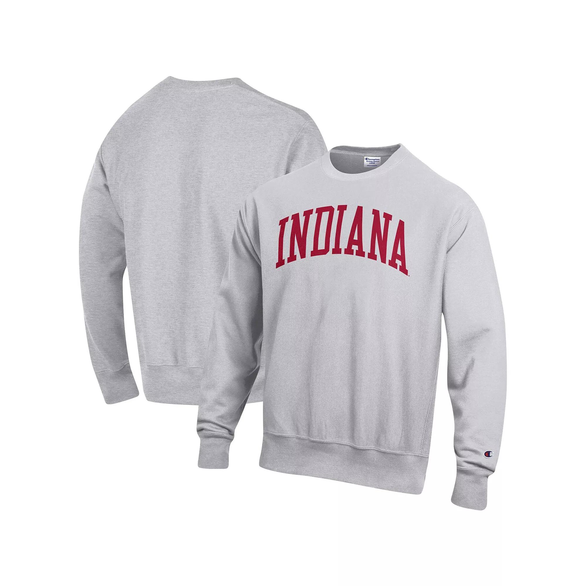 Men's Champion Ash Indiana Hoosiers Big & Tall Reverse Weave Fleece Crewneck Pullover Sweatshirt, Size: 2XB, Black Product Image