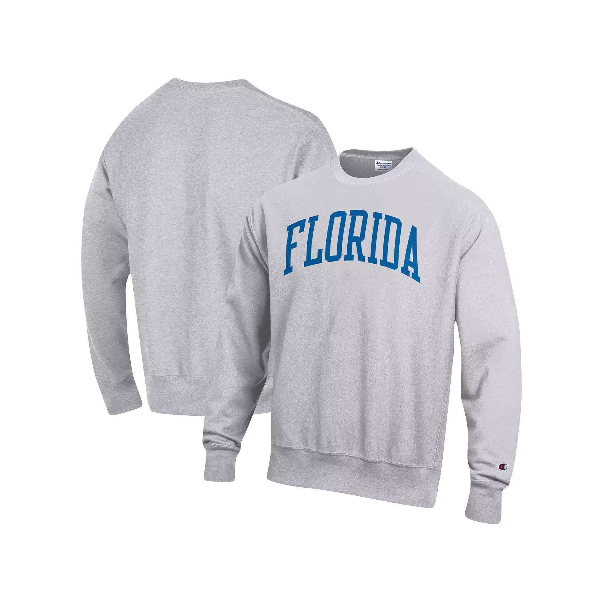 Men's Champion Heathered Gray Florida Gators Arch Reverse Weave Pullover Sweatshirt,  Product Image