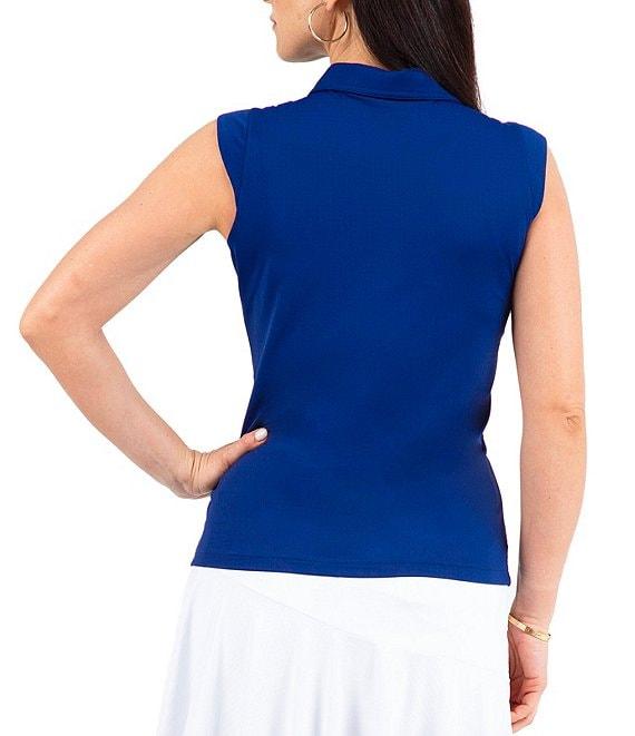 IBKUL Essential Solid Sleeveless Point Collar Polo Top Product Image
