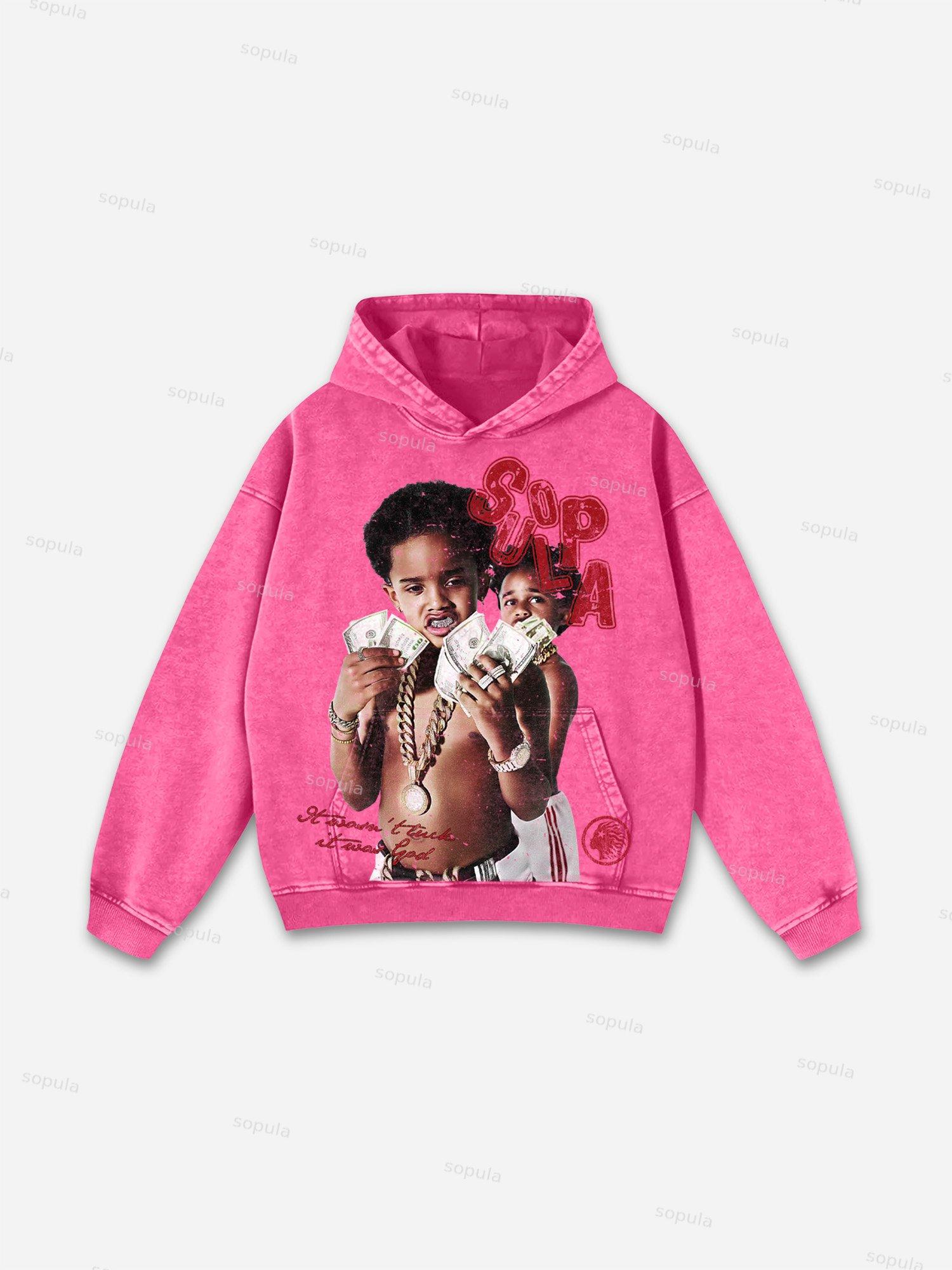 Connecting With God Religion Old Vintage Graphic Acid Wash Hoodie Product Image