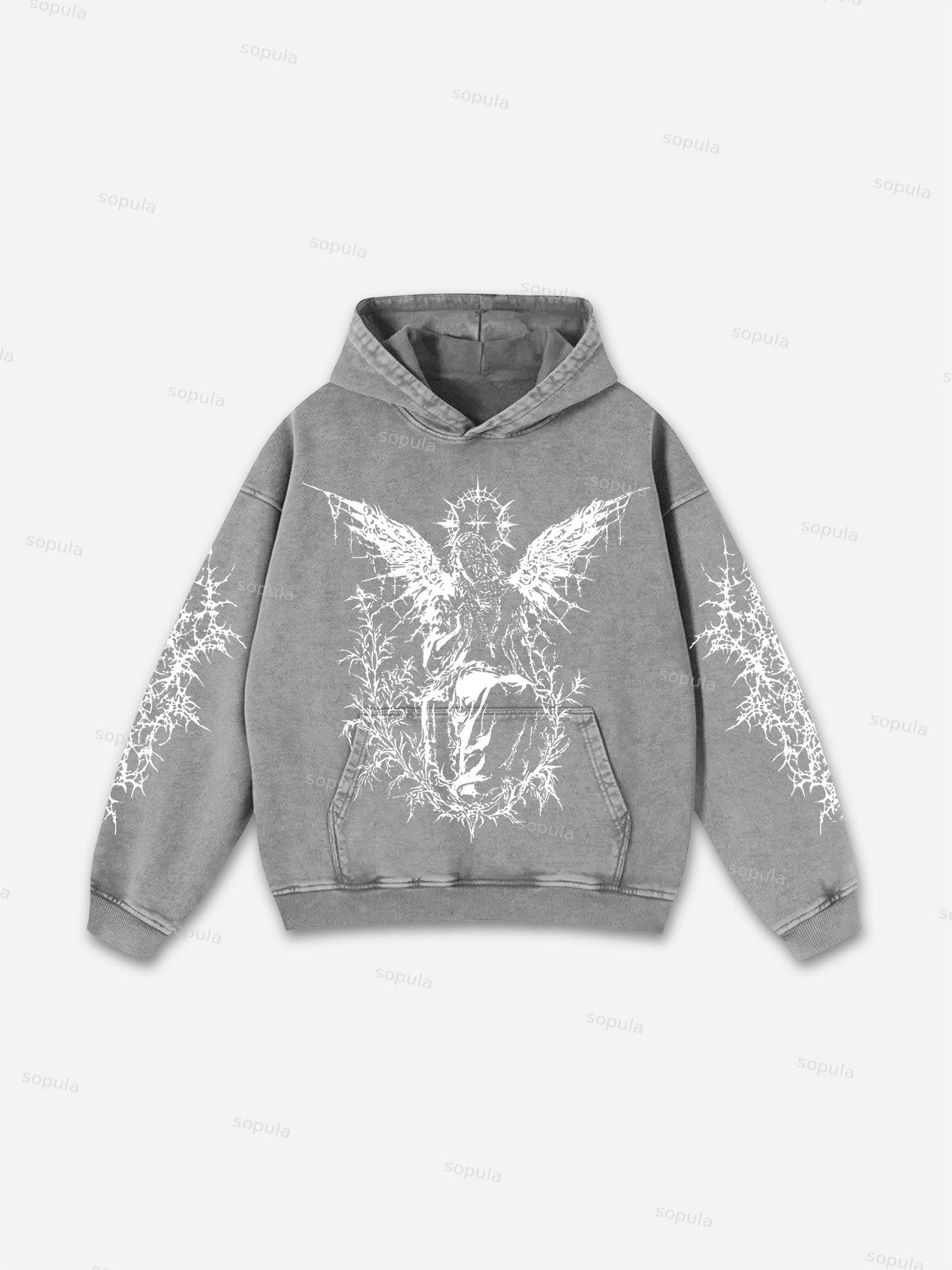 Sopula Vintage Til Death Do Us Part Graphic Acid Washed Hoodie Product Image