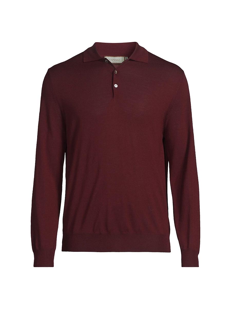 Mens Wool Long-Sleeve Polo Shirt Product Image