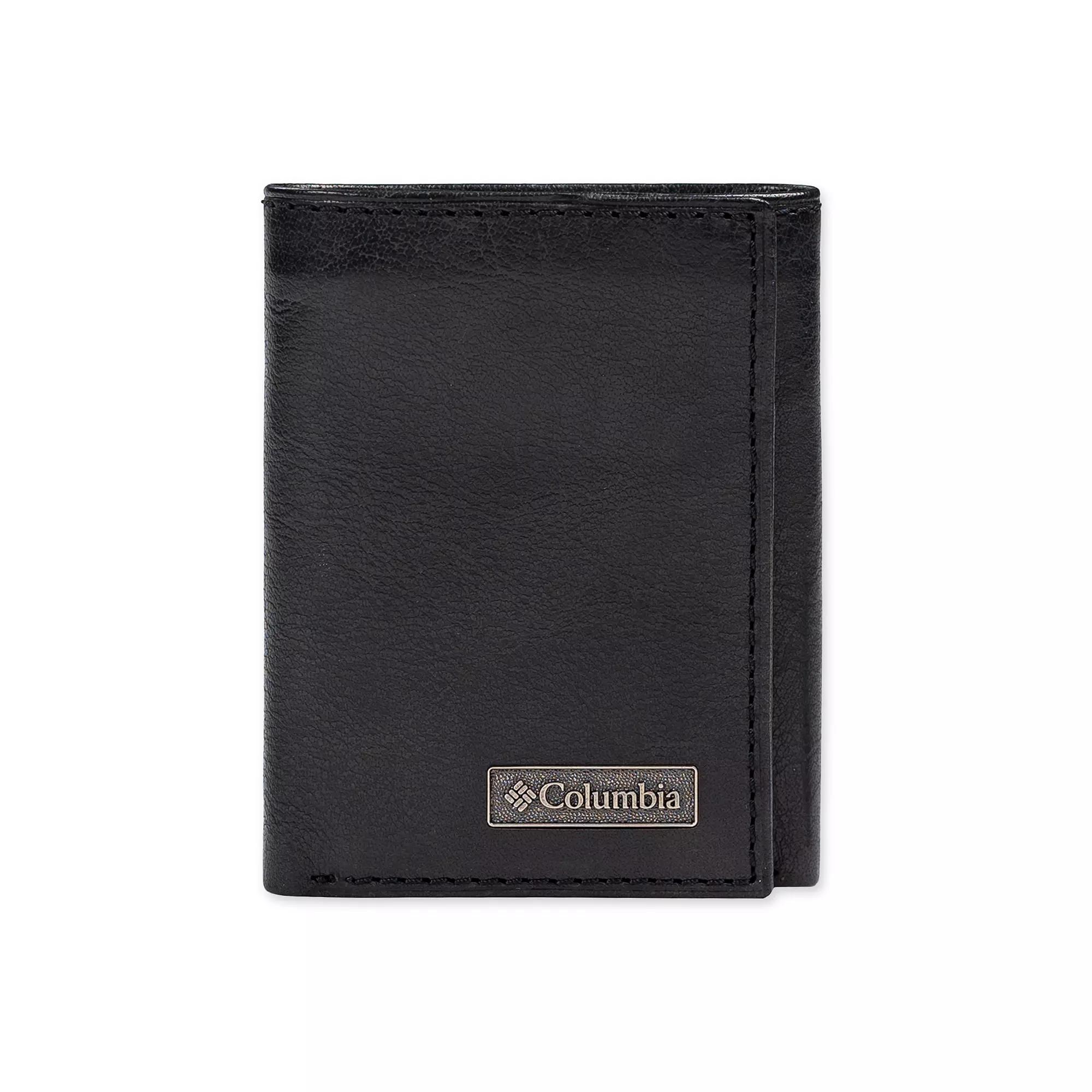 Men's Columbia RFID Leather Trifold Wallet with Hidden Zipper Pocket, Black Product Image