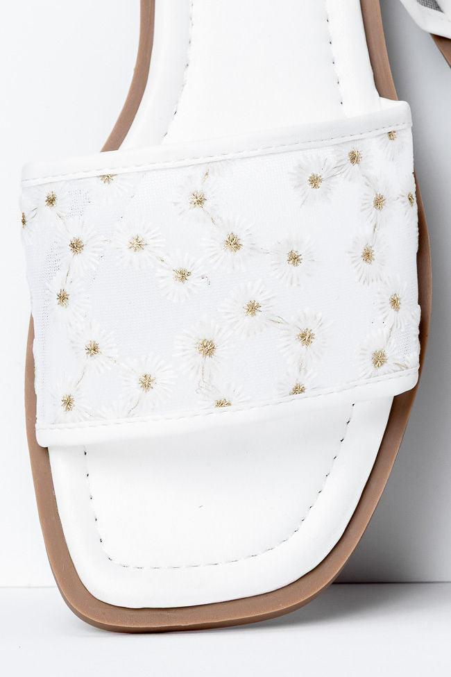 Adeline White Mesh Floral Sandals FINAL SALE Product Image