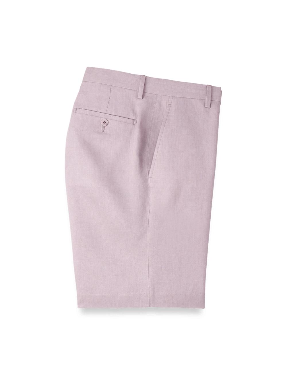 Linen Chambray Twill Flat Front Shorts - Light Purple Product Image