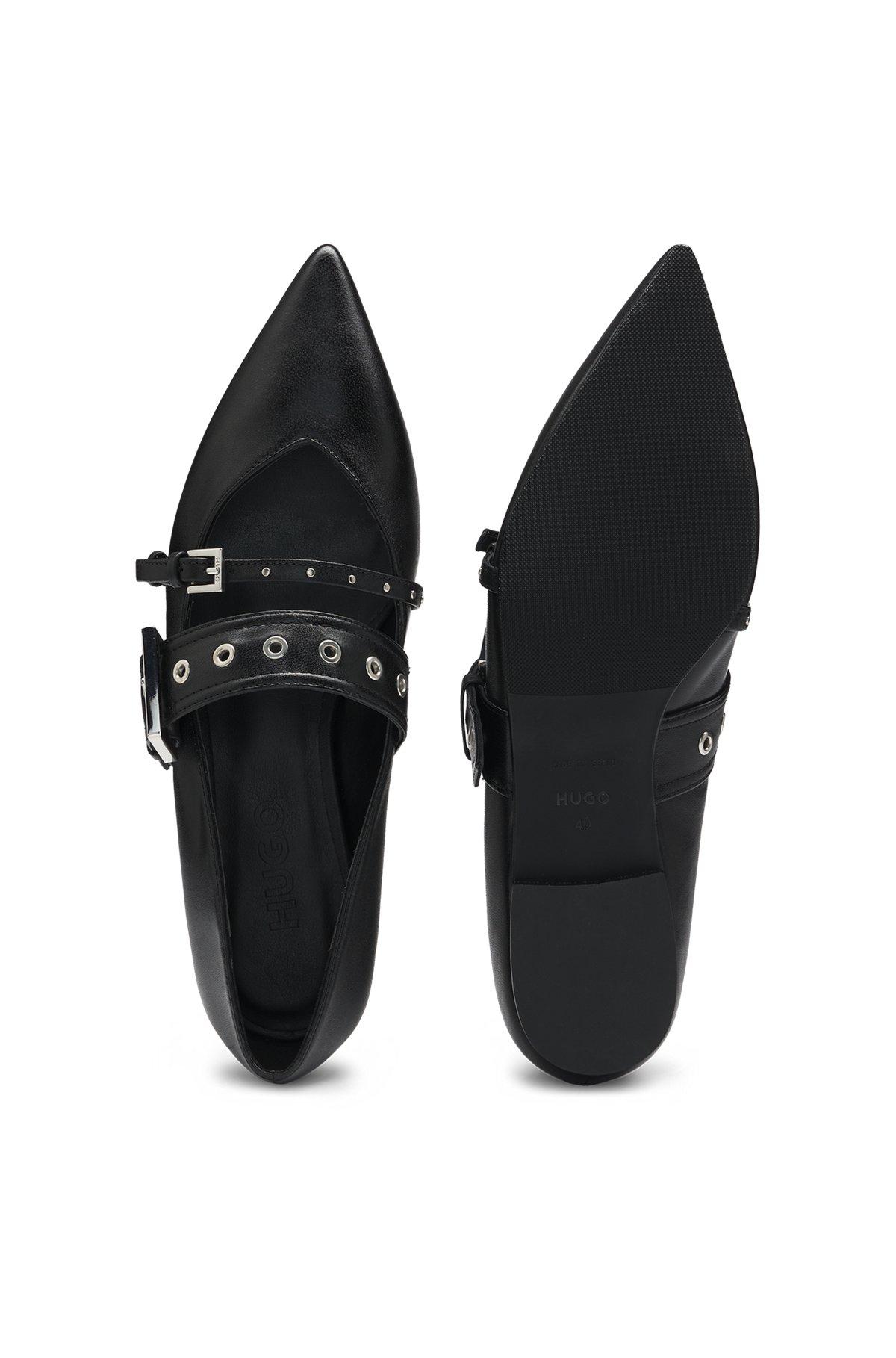 Nappa-leather ballerina pumps with buckled straps Product Image