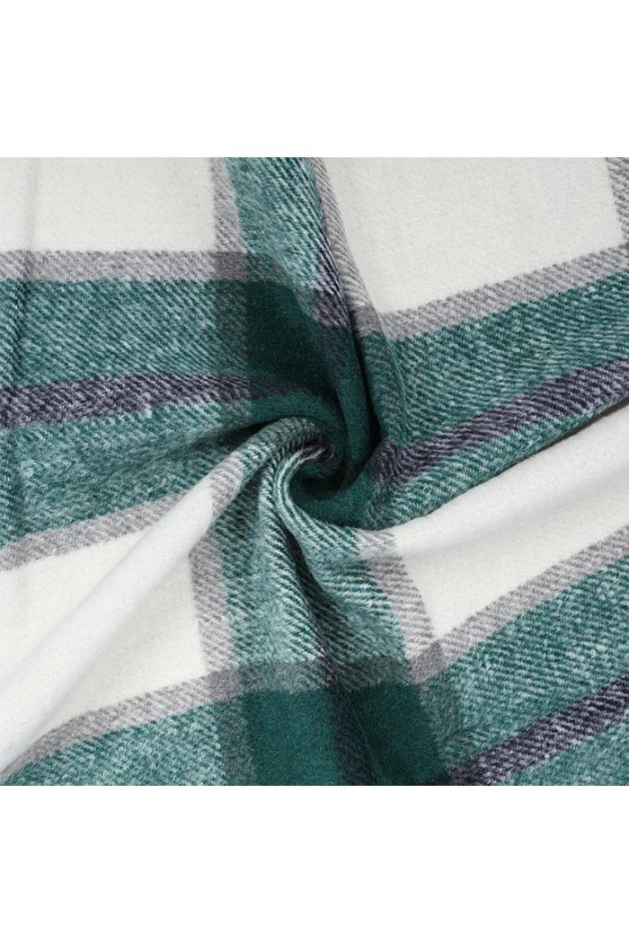 Flannel Pocket Plaid Long Shirt Jacket Product Image