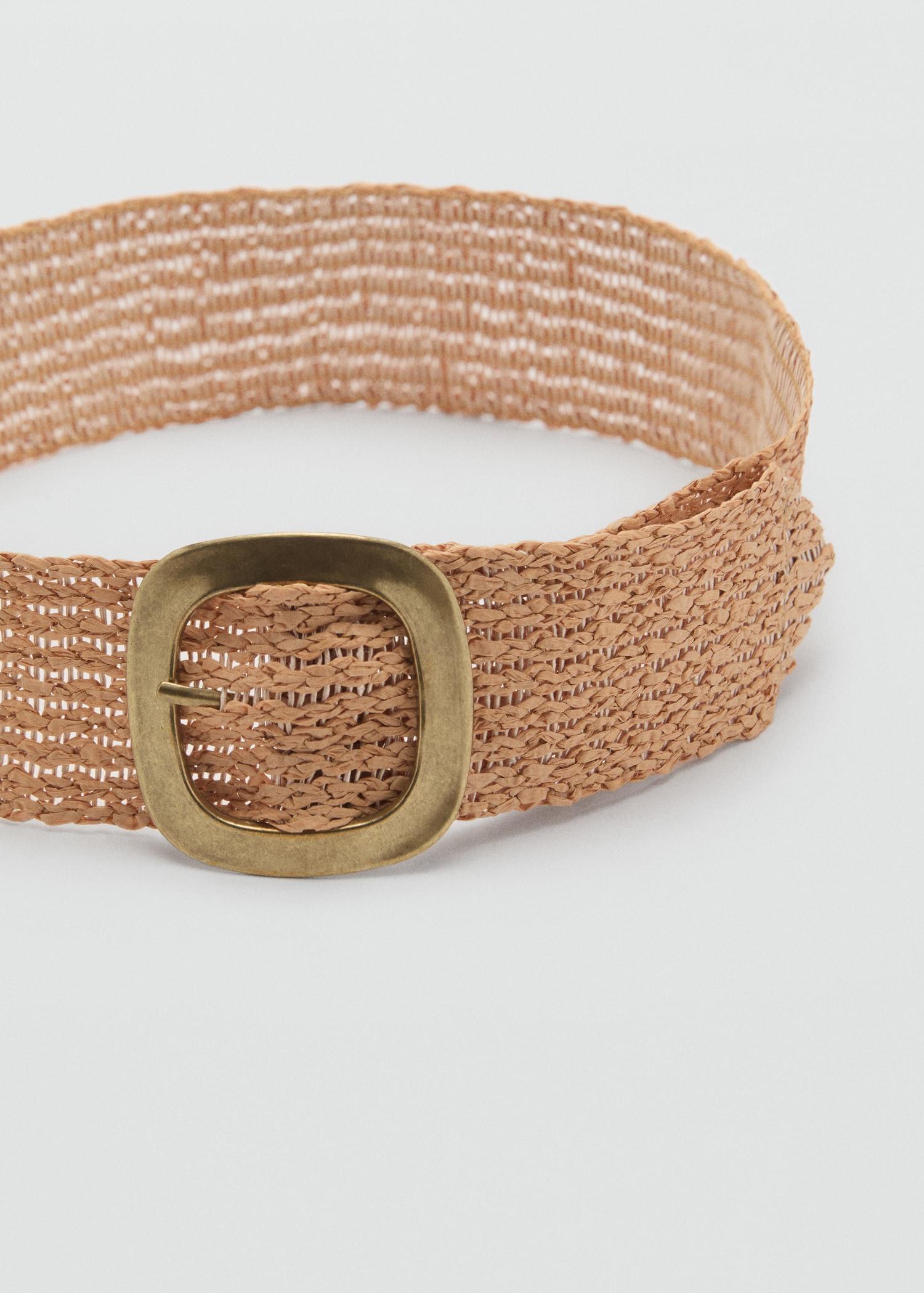 Natural fiber belt with oval buckle - Women | MANGO USA Product Image