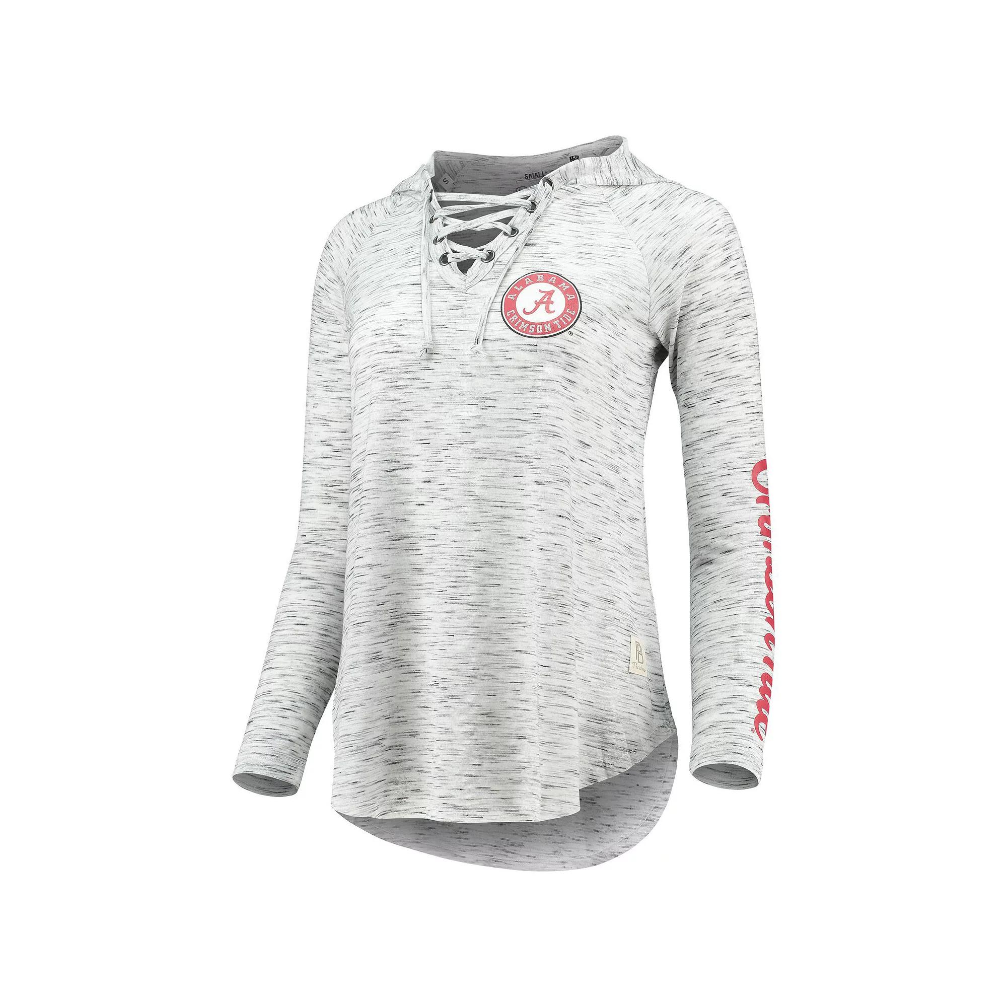 Women's Pressbox Gray Alabama Crimson Tide Space Dye Lace-Up V-Neck Long Sleeve T-Shirt, Size: Small, Grey Product Image