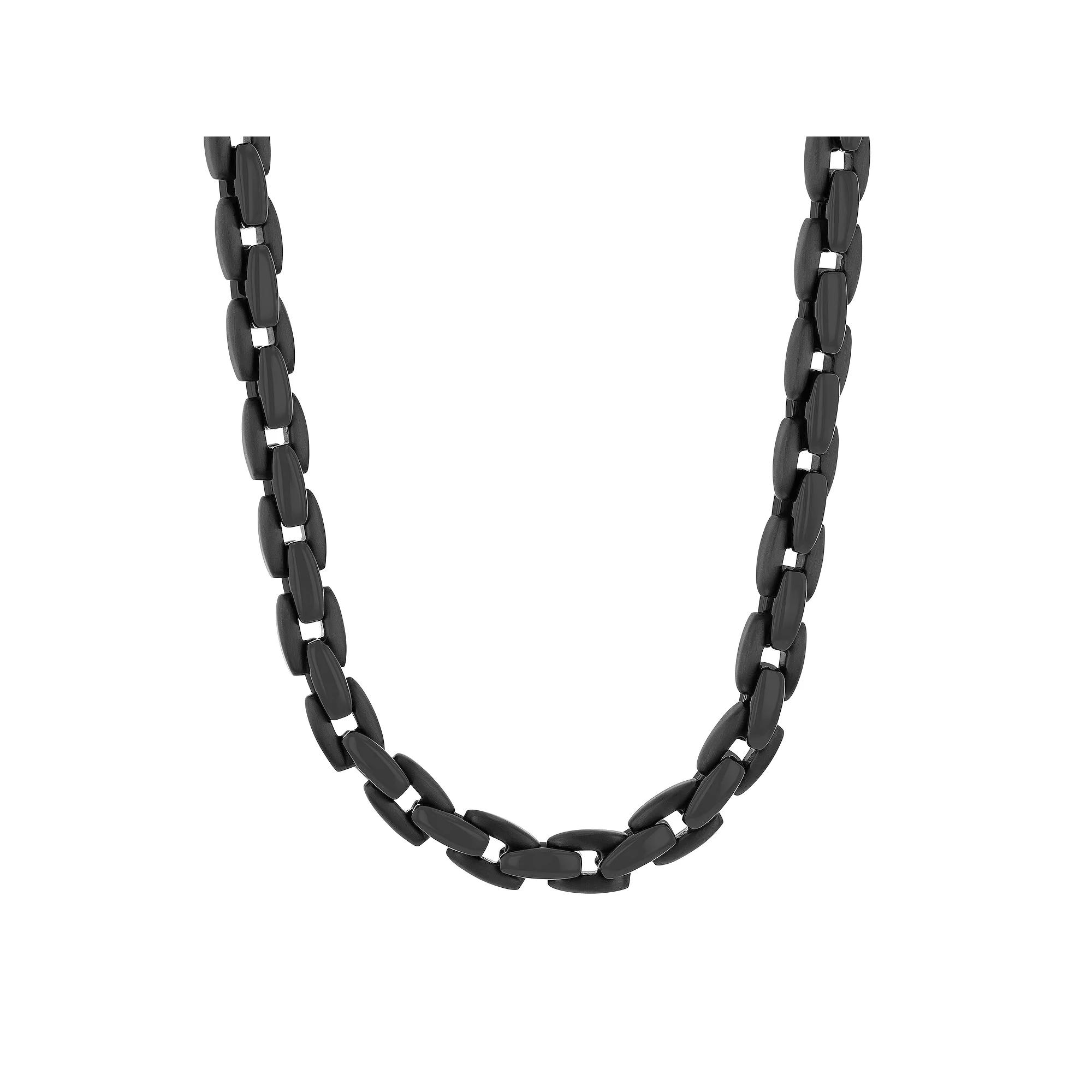 Men's Steel Nation Black Stainless Steel Link Chain Necklace,  Product Image