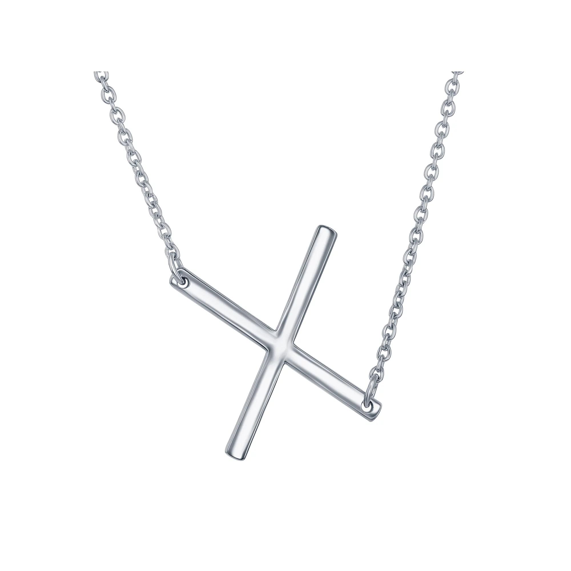 Sterling Silver Sideways Initial Necklace, Womens Sterling B Product Image