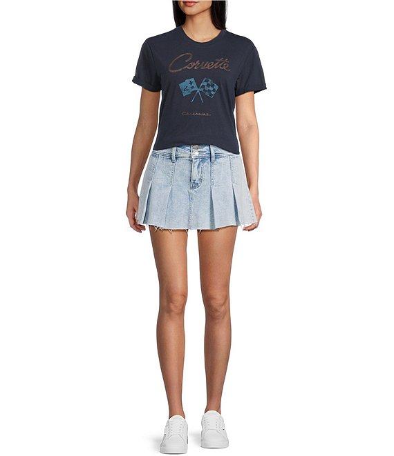 GB Pleated Denim Micro Mini Skort Product Image