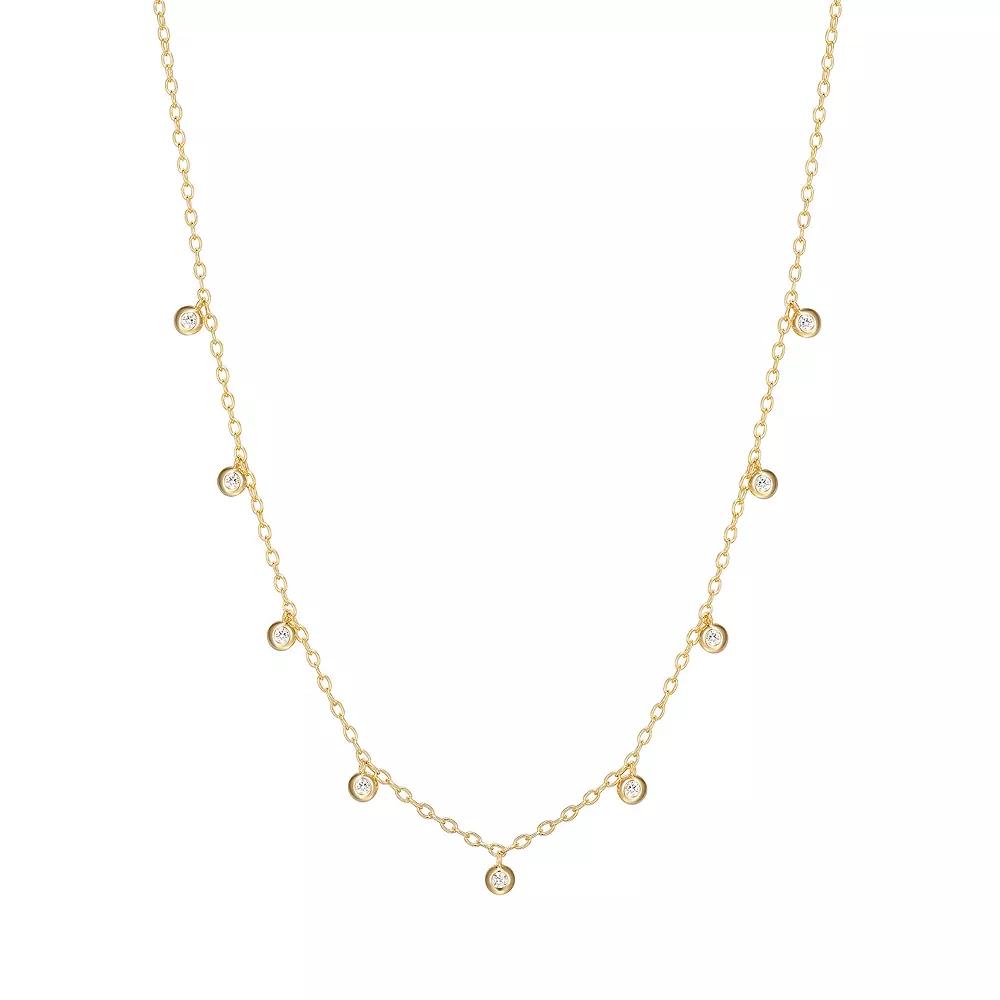 Sarafina 14k Gold Plated Cubic Zirconia Station Necklace, Women's, Gold Tone White Product Image