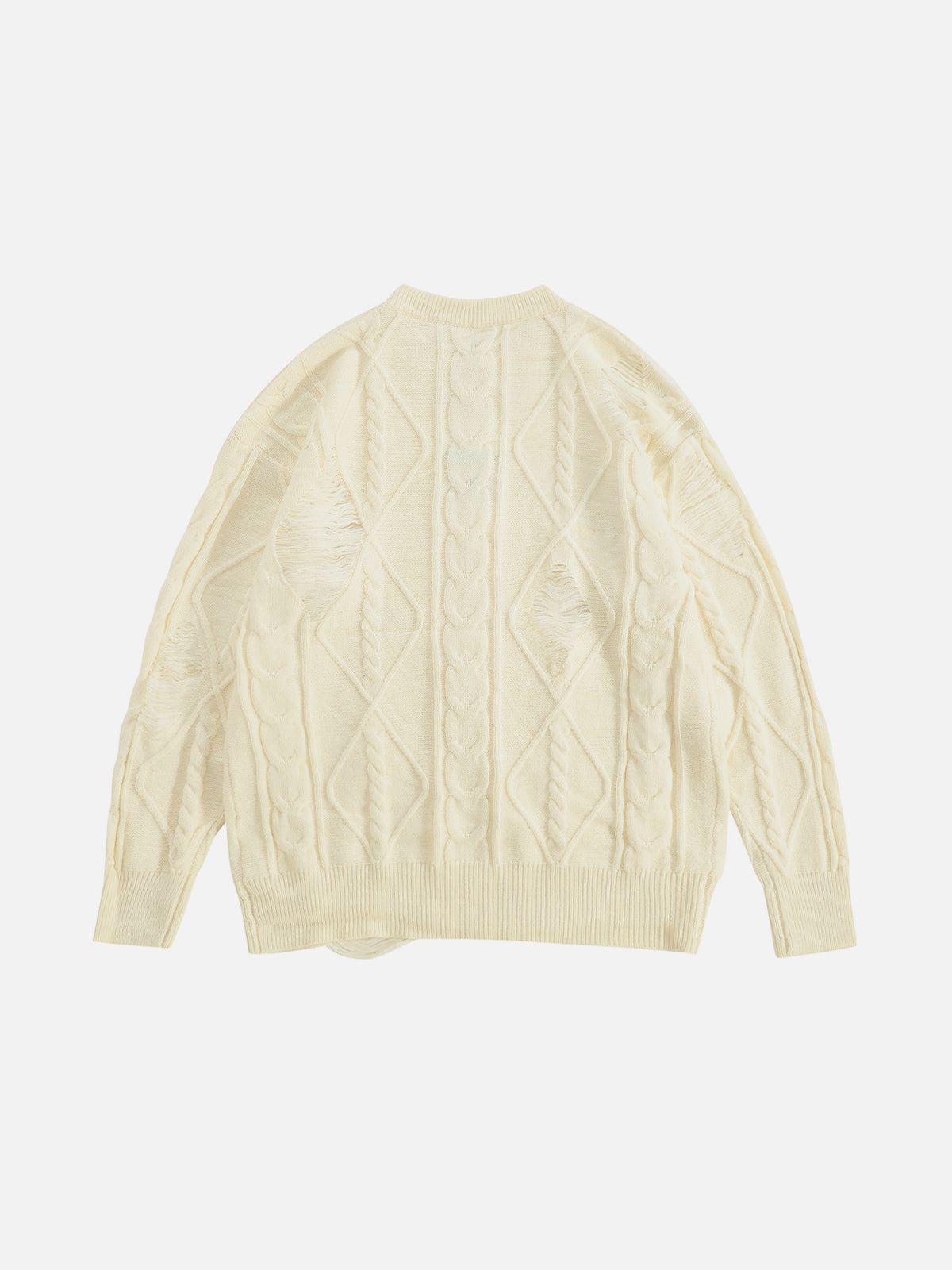 Aelfric Eden Cable Stitch Distressed Sweater Product Image