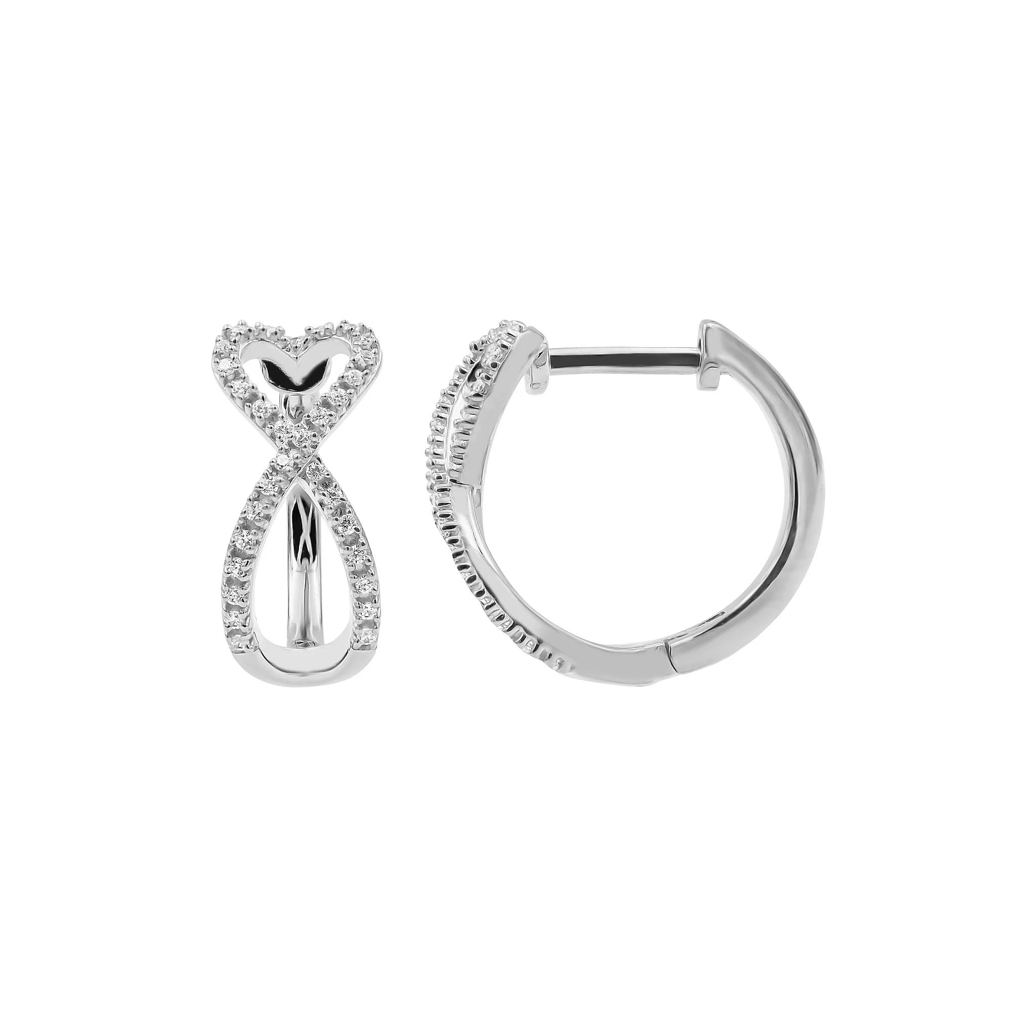 Sterling Silver 1/4 Carat T.W. Diamond Infinity Hoop Earrings, Women's, Sterlng Silver Product Image