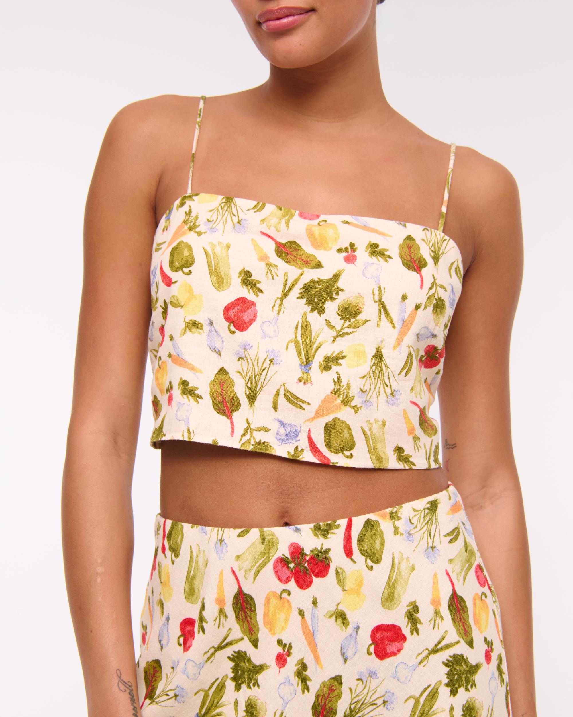 Cropped Linen-Blend Cami Product Image