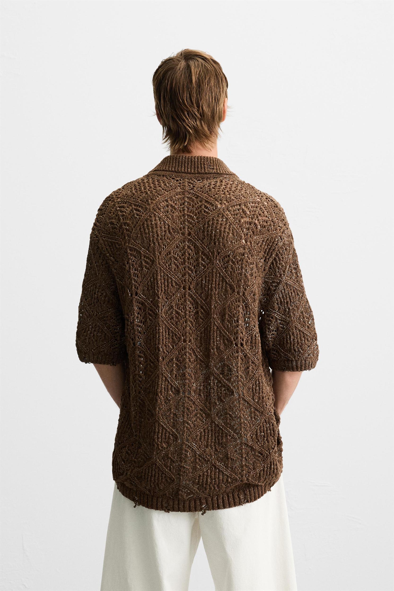 TEXTURED KNIT DISTRESSED SHIRT Product Image