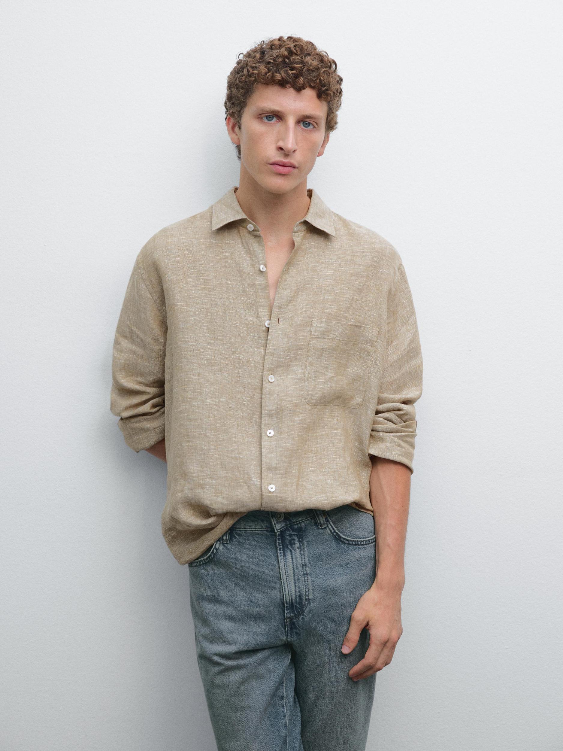 100% linen regular fit shirt Product Image