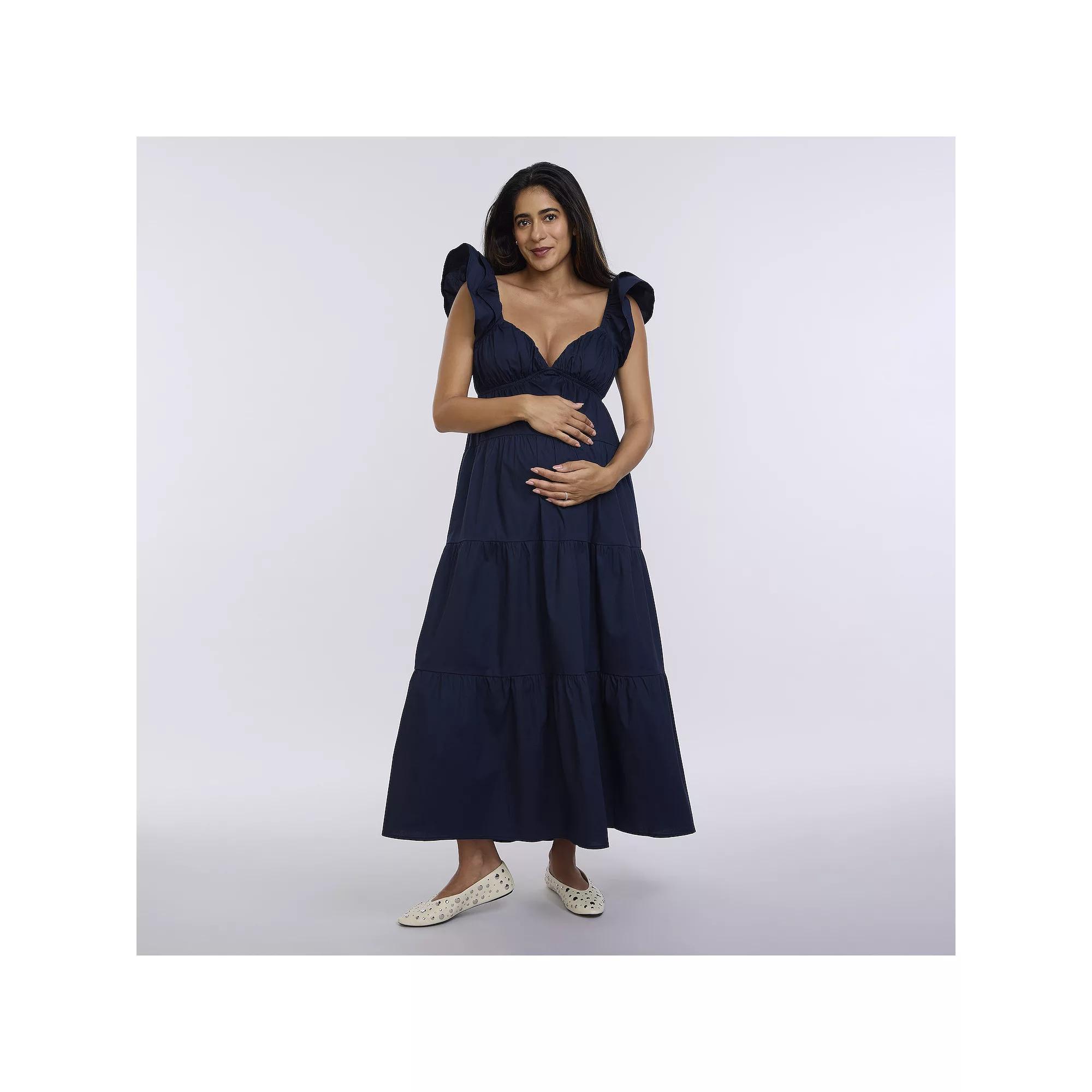 Maternity Motherhood® Babydoll Ruffle Maxi Dress, Women's,  Product Image