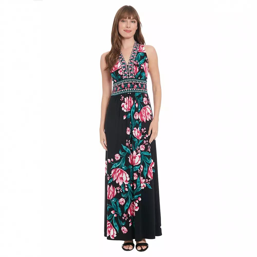 Petite London Times Floral Print V-Neck Maxi Dress, Women's,  Product Image