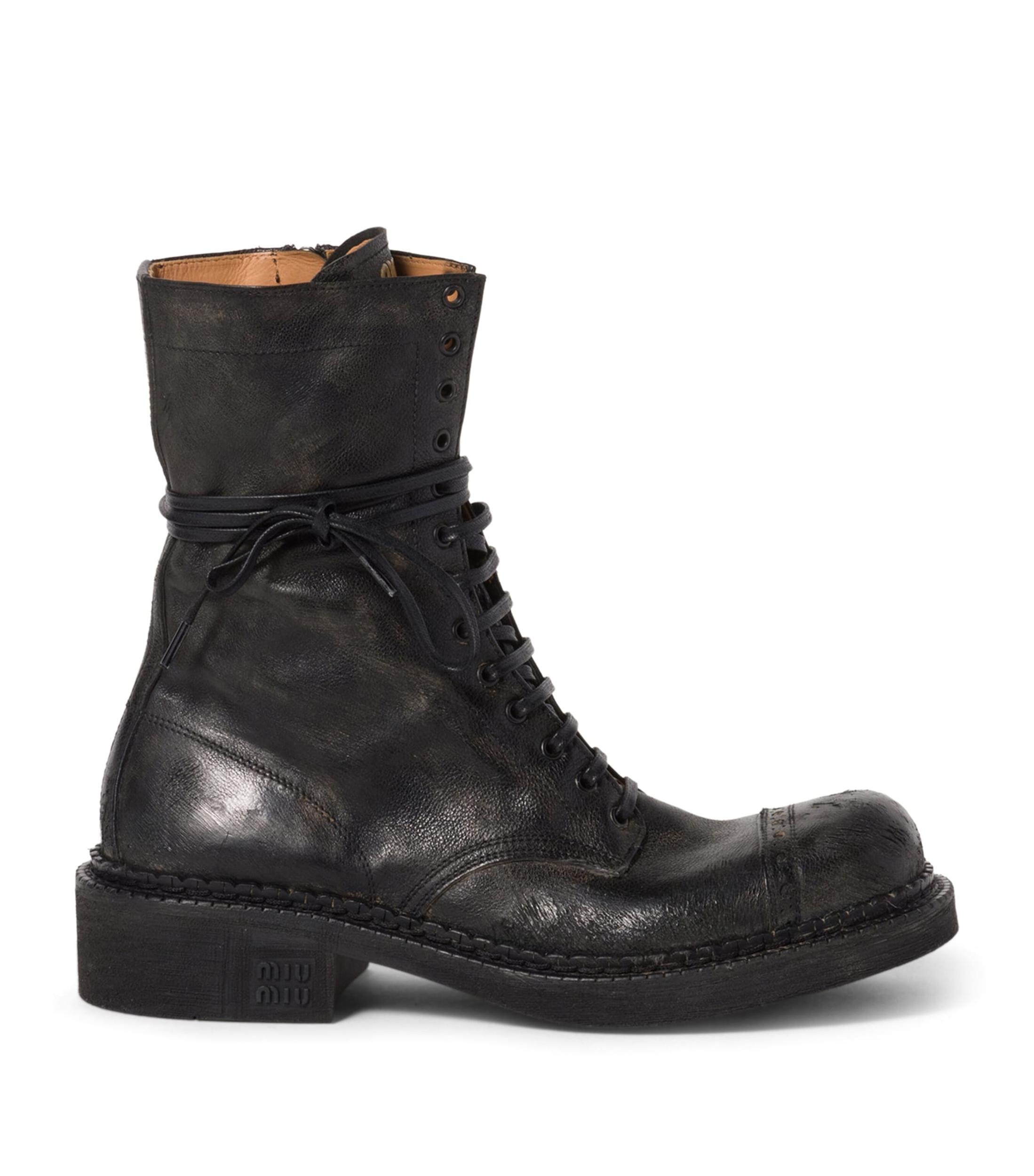 lace-up leather boots Product Image