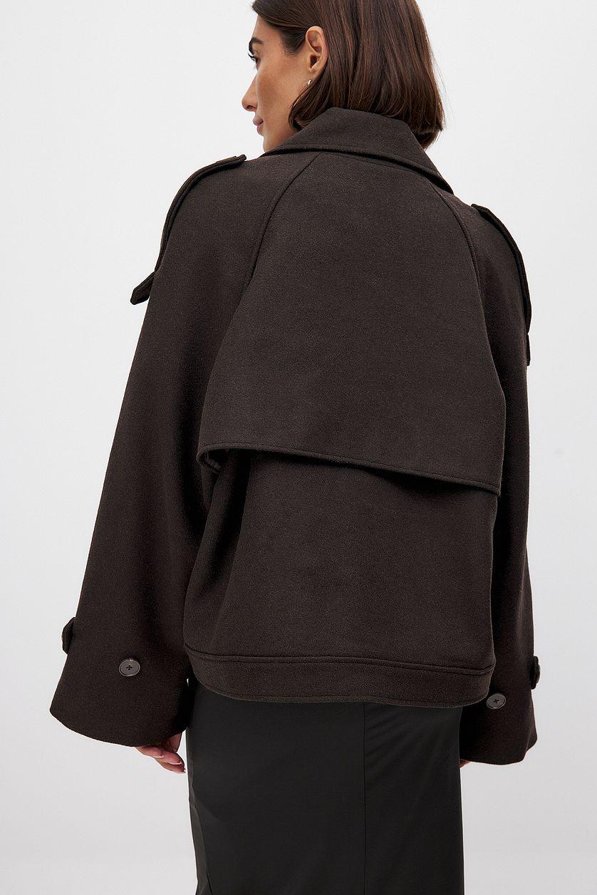 Short Wool Blend Raglan Jacket Product Image