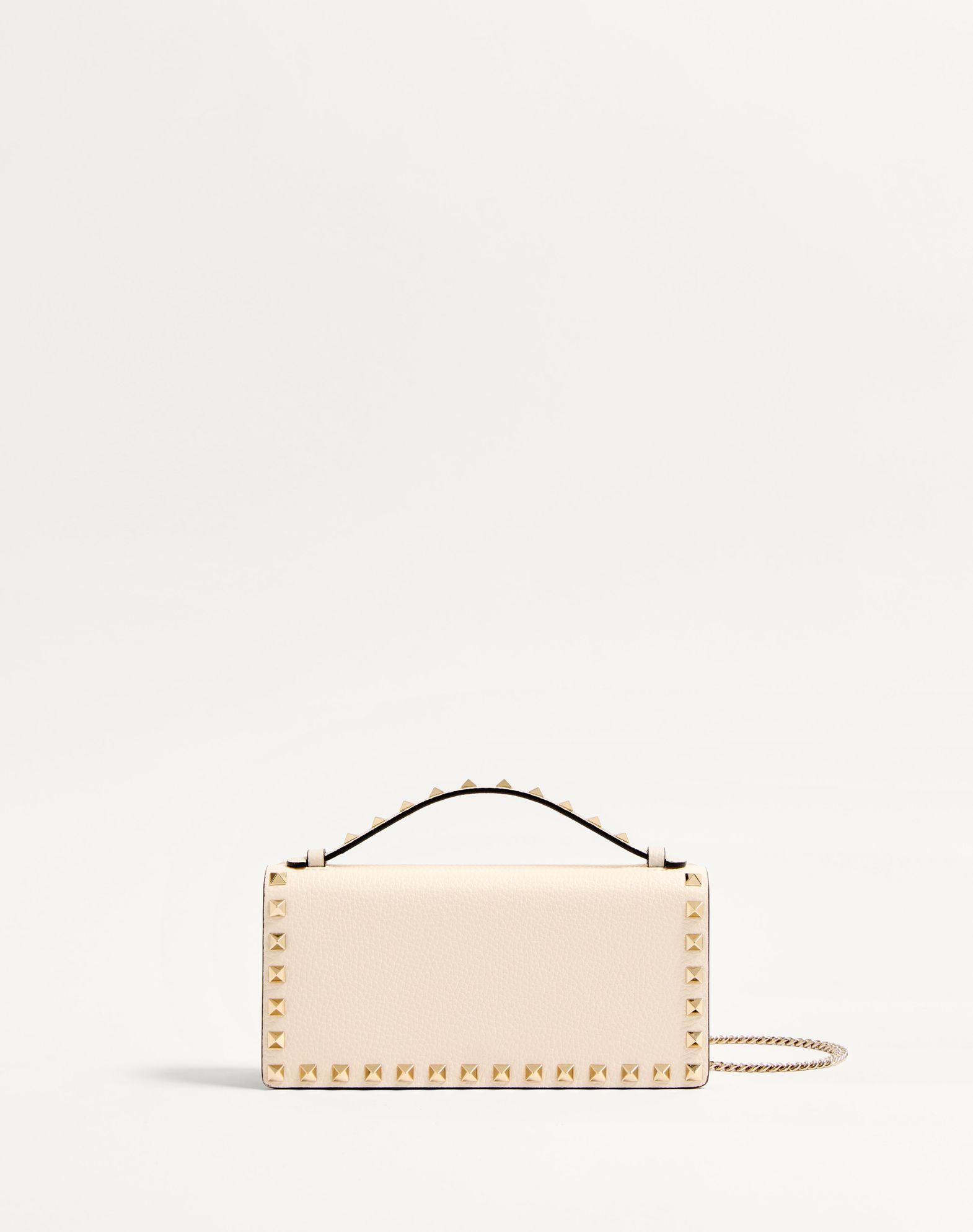 Rockstud Wallet With Chain In Grainy Calfskin Product Image