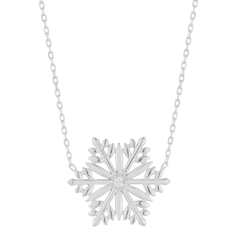 Sunkissed Sterling Cubic Zirconia Snowflake Pendant Necklace, Women's, Silver Tone Product Image