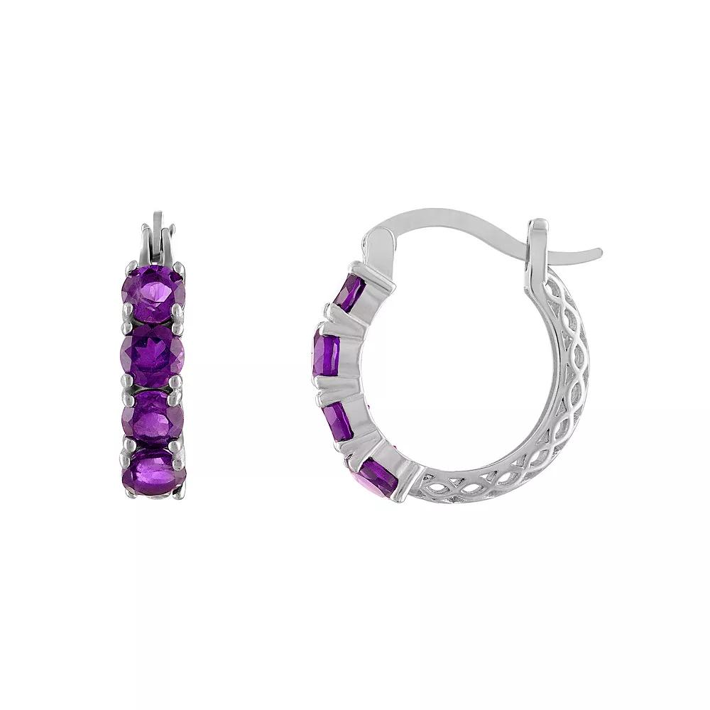 Designs by Gioelli Sterling Silver Filigree Hoop Earrings, Women's, Purple Product Image