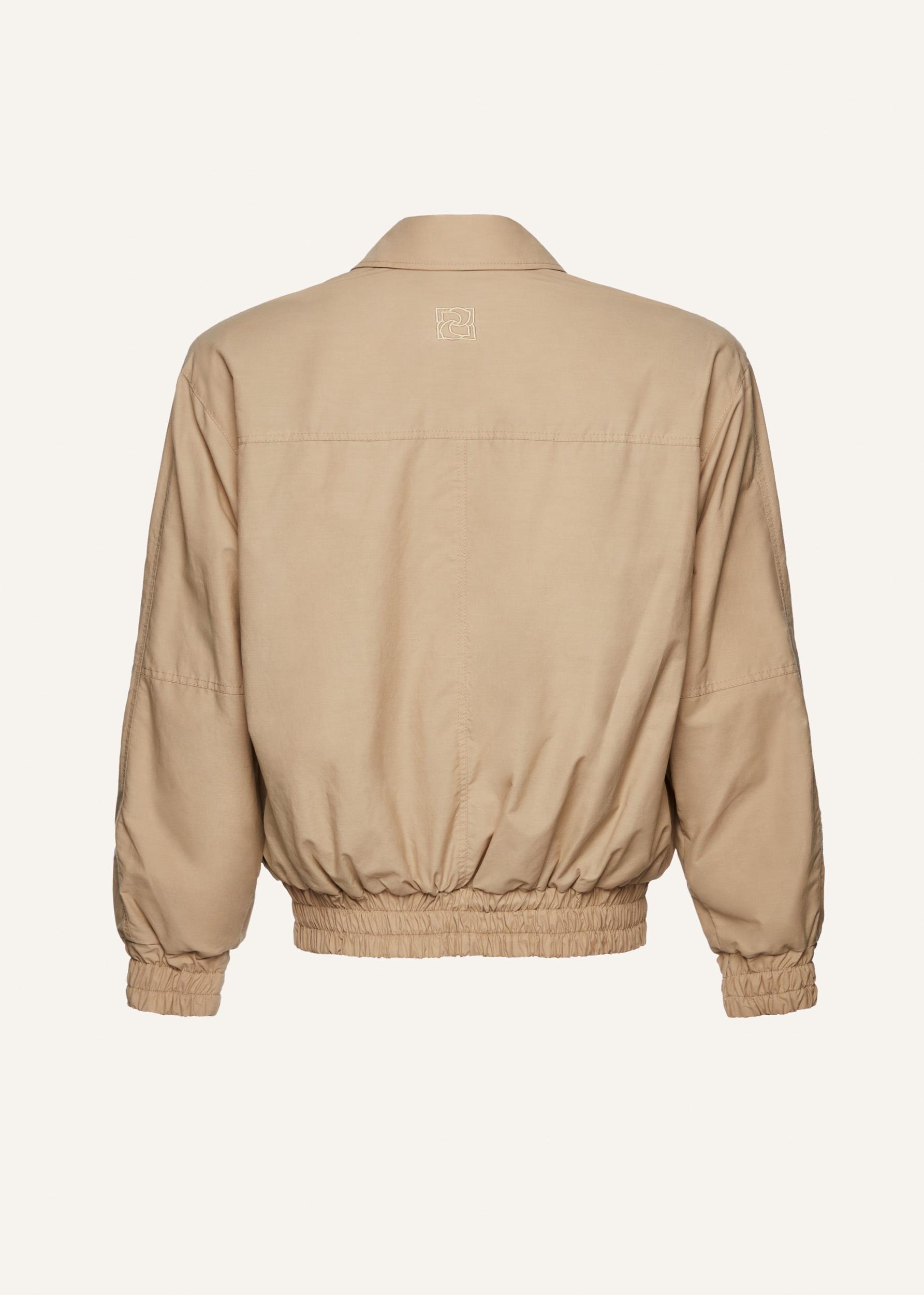 Oversized technical cotton bomber in beige Product Image