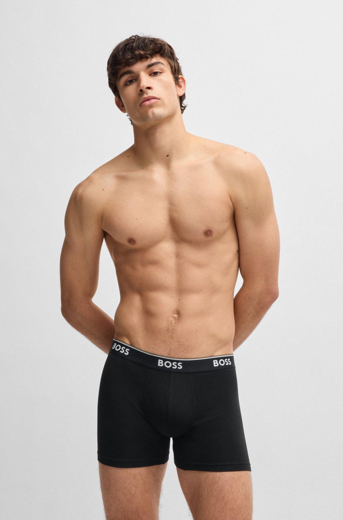 BOSS - Three-pack of stretch cotton boxer briefs - Patterned Product Image