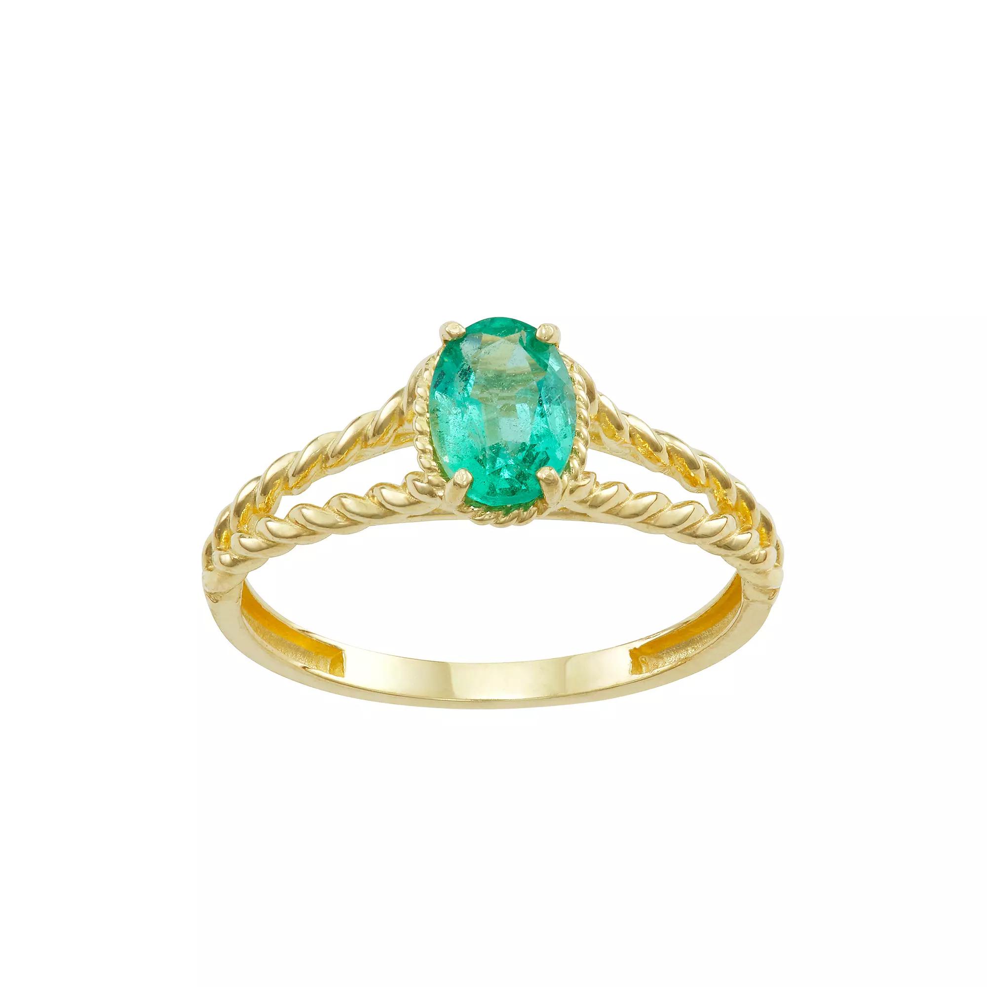 Tiara 10k Gold Emerald Twist Ring, Women's, Size: 6 Product Image