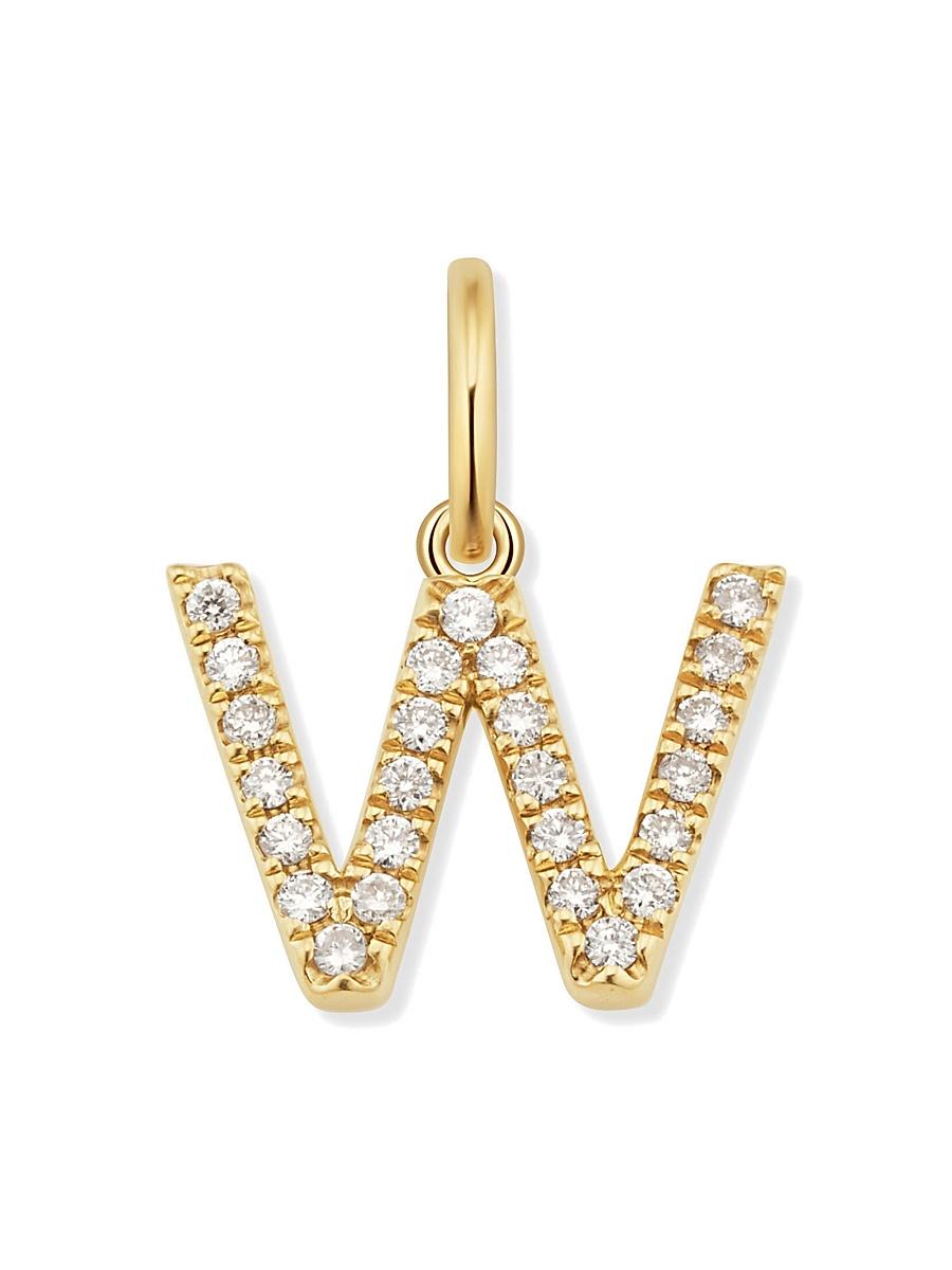 Womens 14K Yellow Gold My Letter Diamond Initial Pendant Charm Product Image