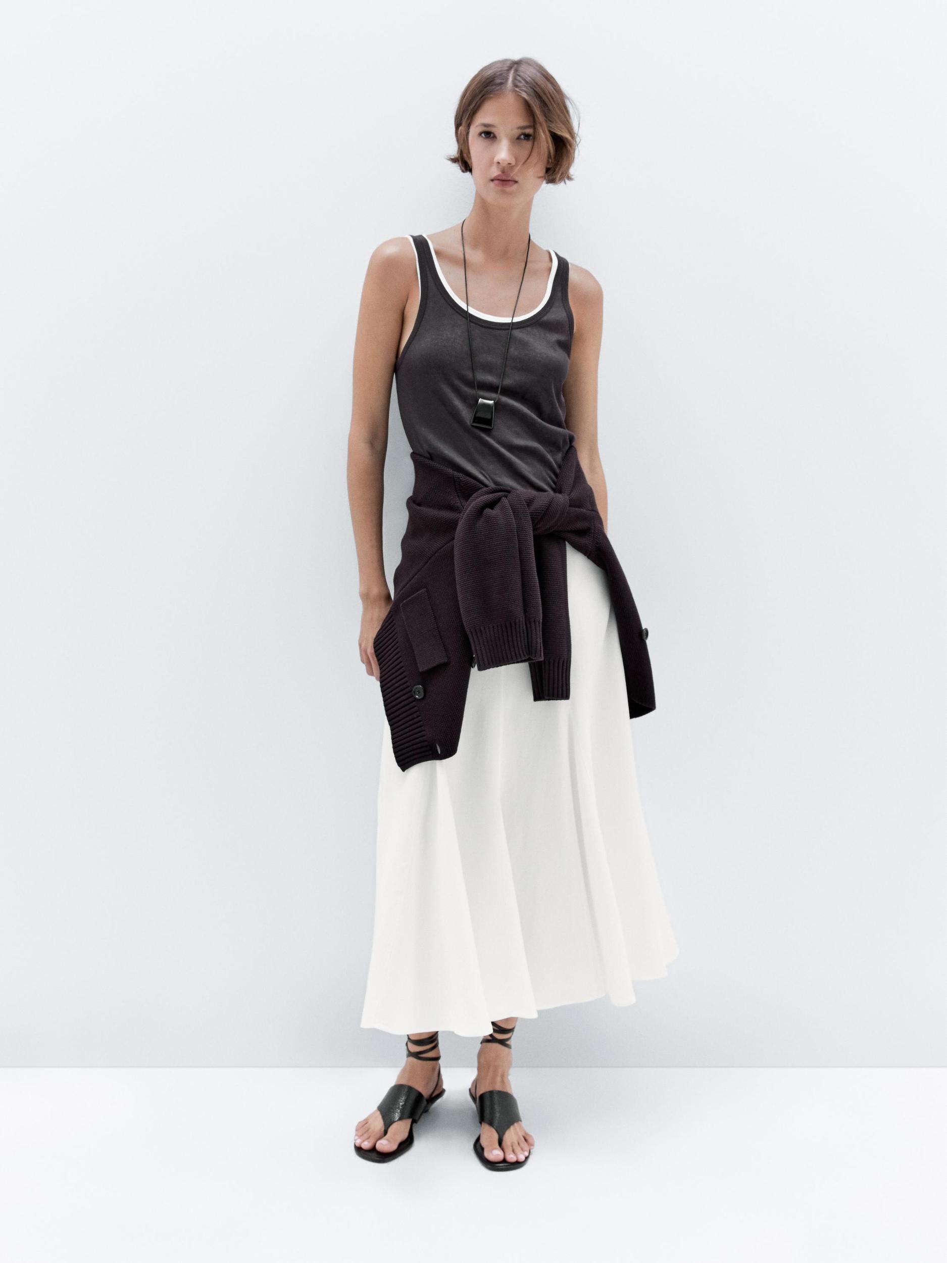 Godet midi skirt with seam details Product Image
