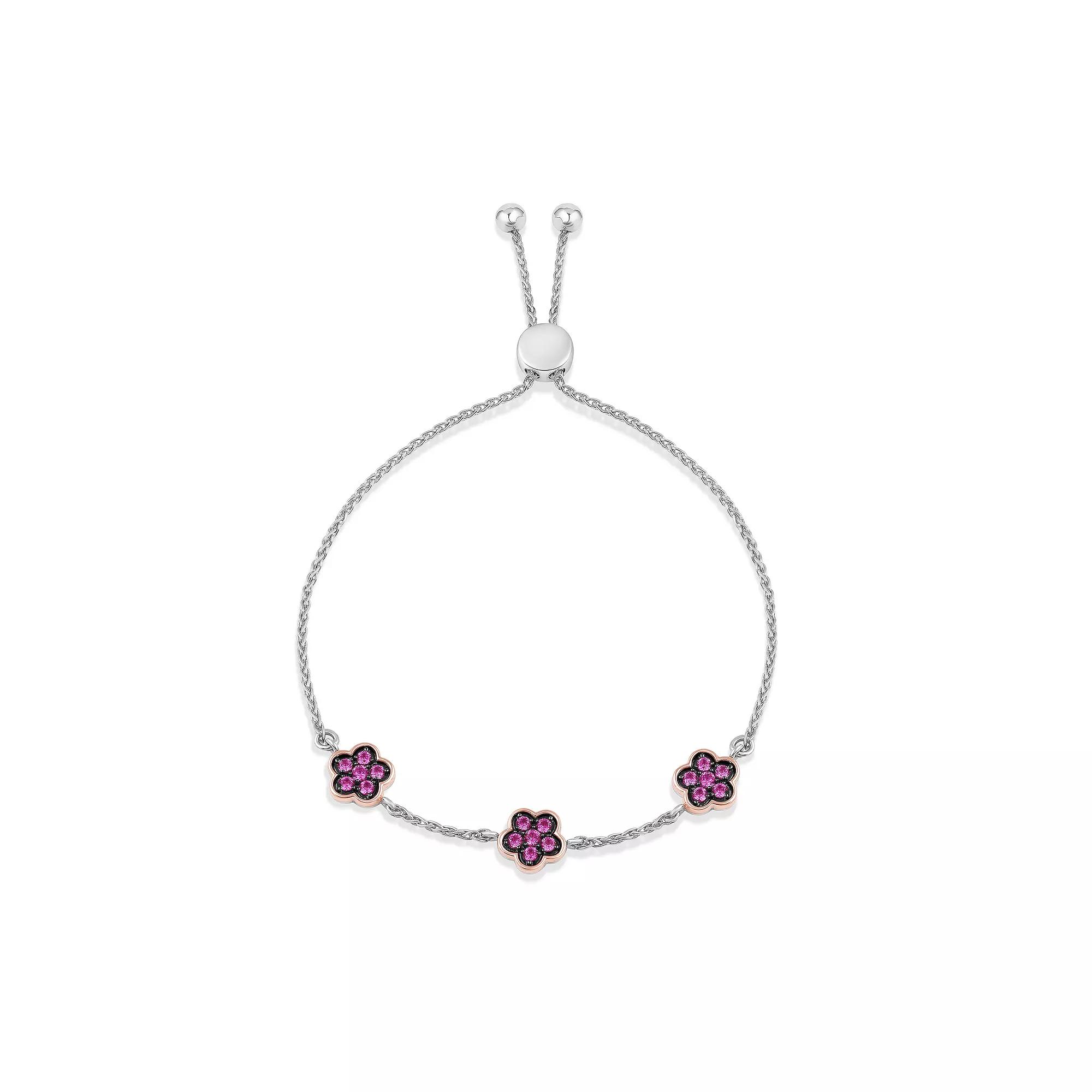 Barbie Sterling Silver Lab-Created Pink Sapphire Bracelet, Womens Two Tone Product Image