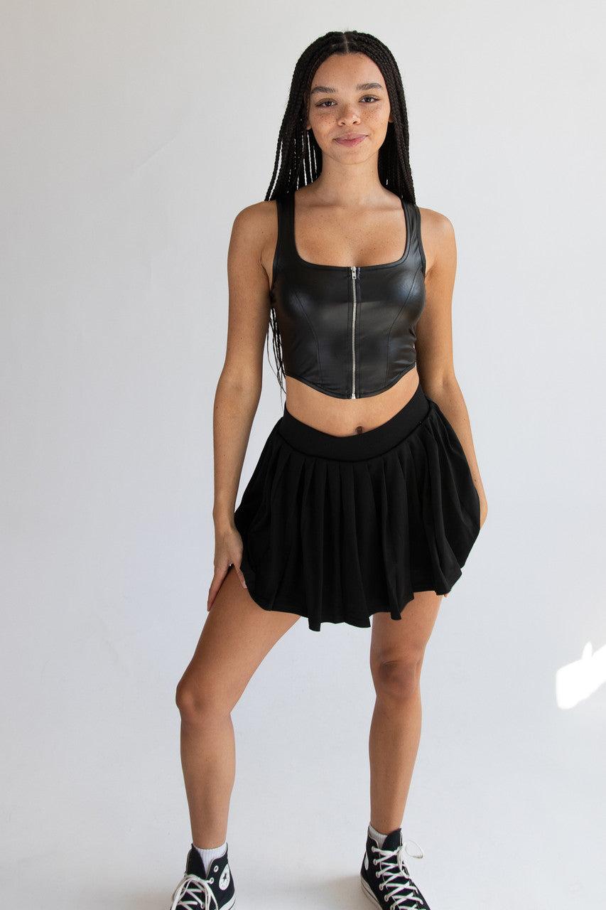 Zipper Front Pleather Crop Tank Product Image