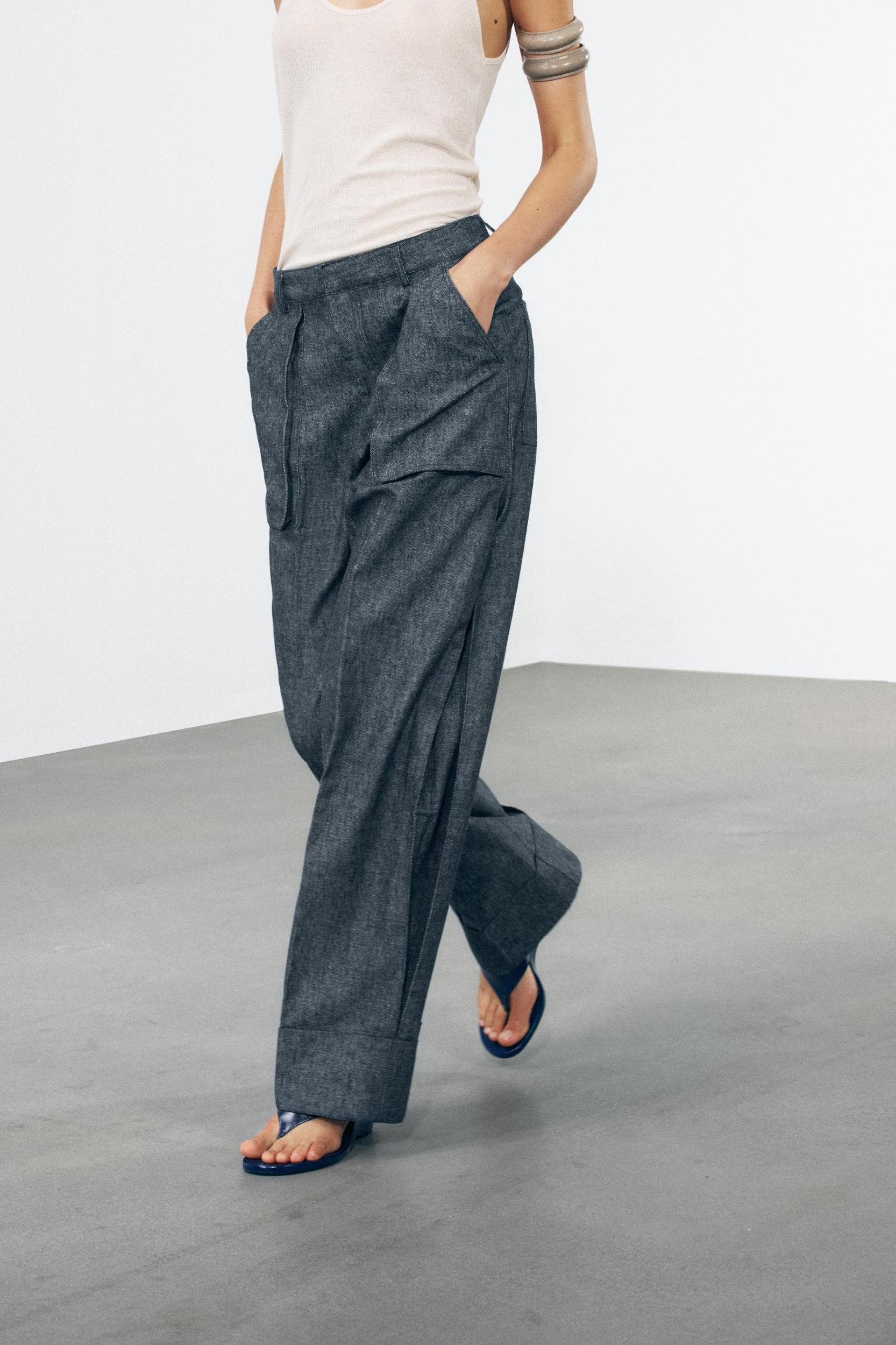 LINEN BLEND PANTS ZW COLLECTION Product Image