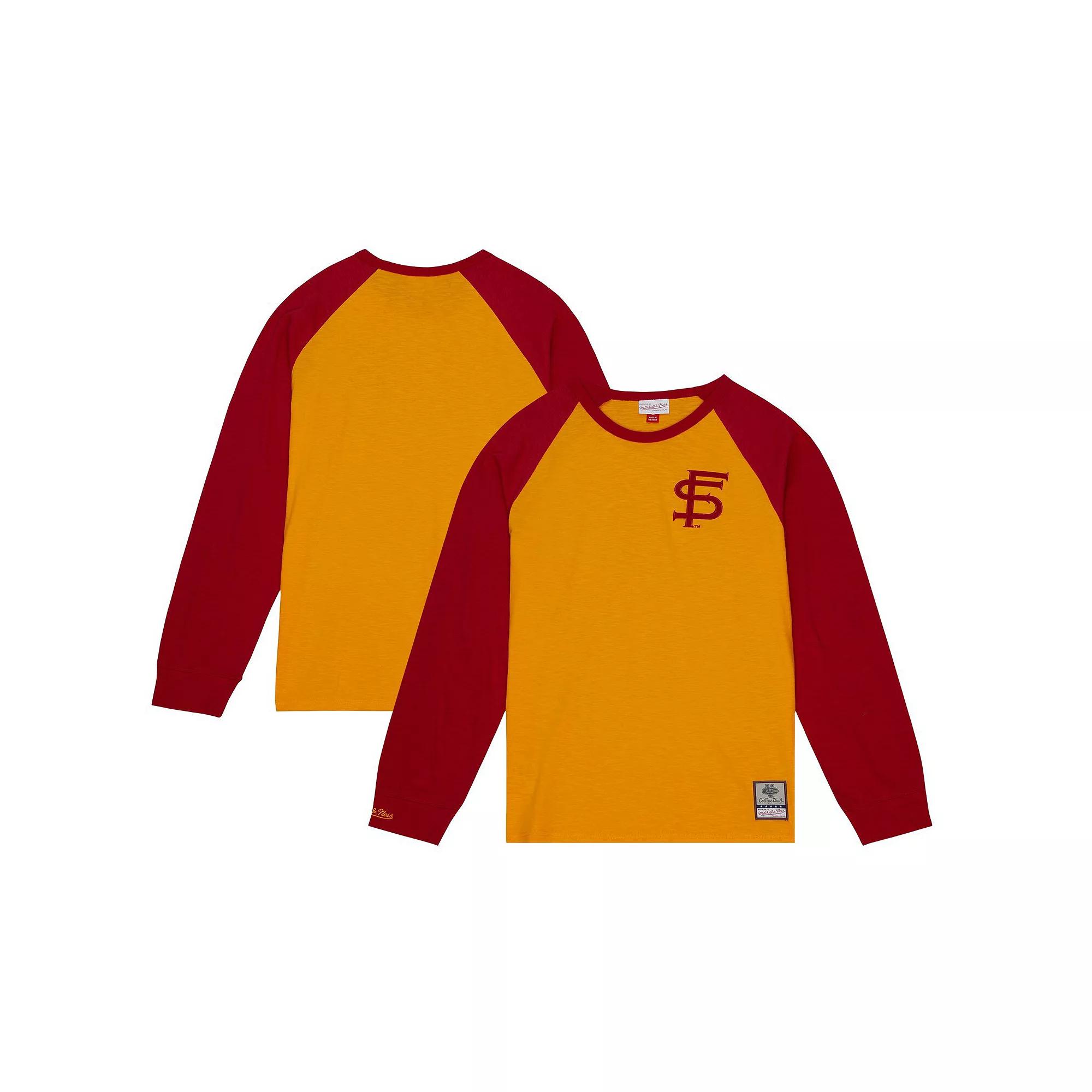 Men's Mitchell & Ness Gold Florida State Seminoles Legendary Slub Raglan Long Sleeve T-Shirt, Size: Large Product Image