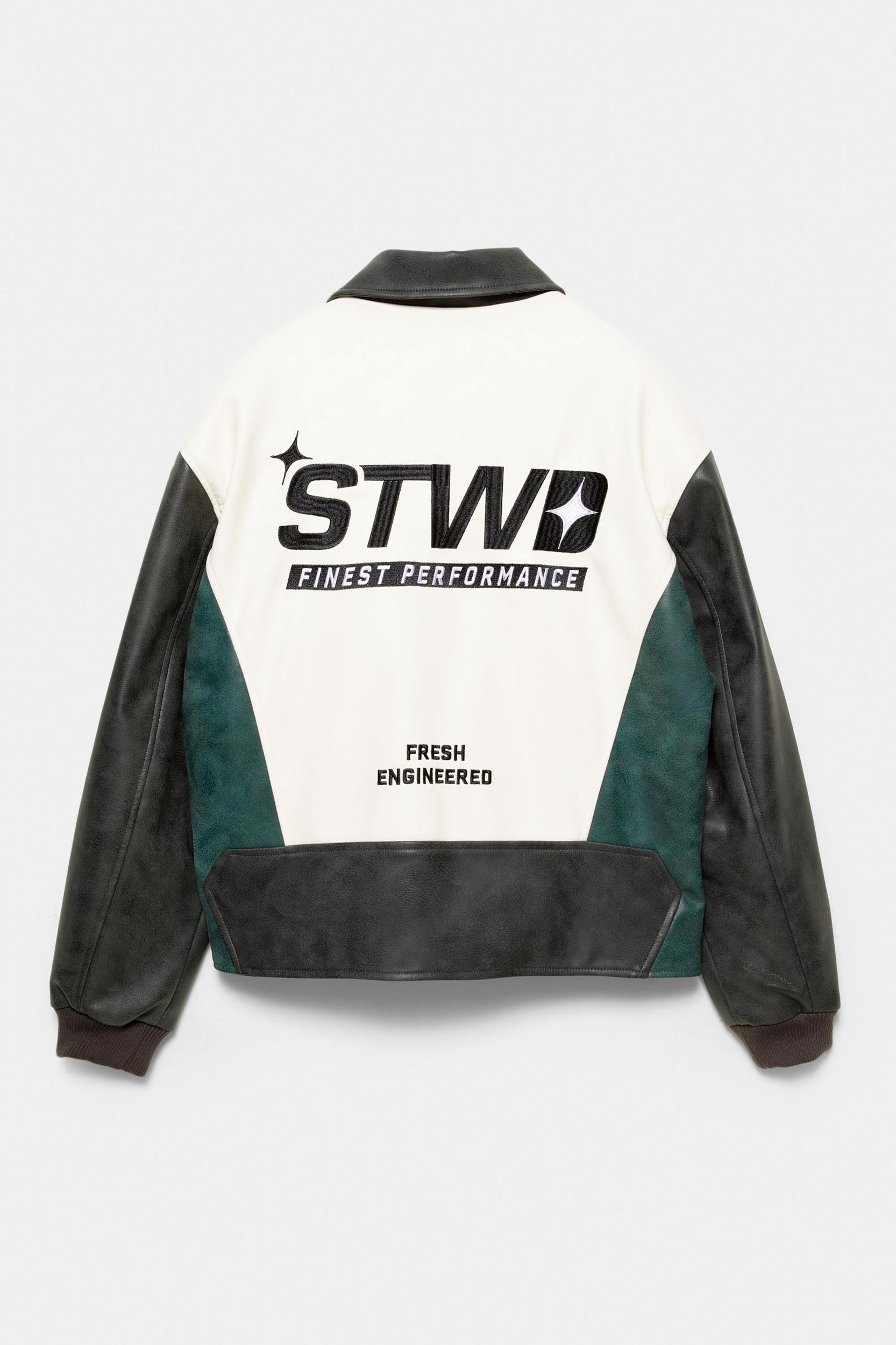 Boxy fit STWD faux leather jacket Product Image