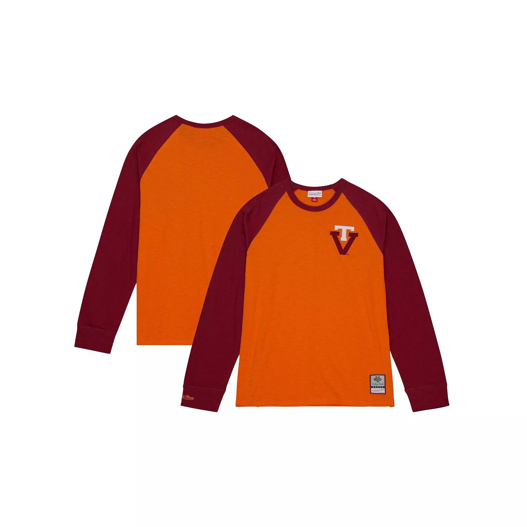 Men's Mitchell & Ness Orange Virginia Tech Hokies Legendary Slub Raglan Long Sleeve T-Shirt, Size: XL Product Image
